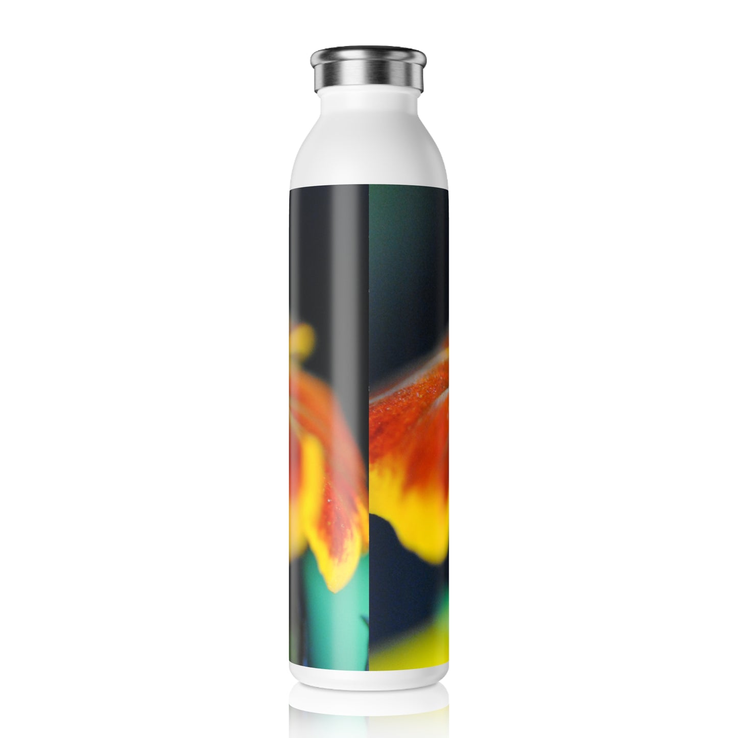 Marigold With Pollen Slim Water Bottle | Eco-Friendly Hydration, Gift for Nature Lovers, Gym Essential, Summer Accessories