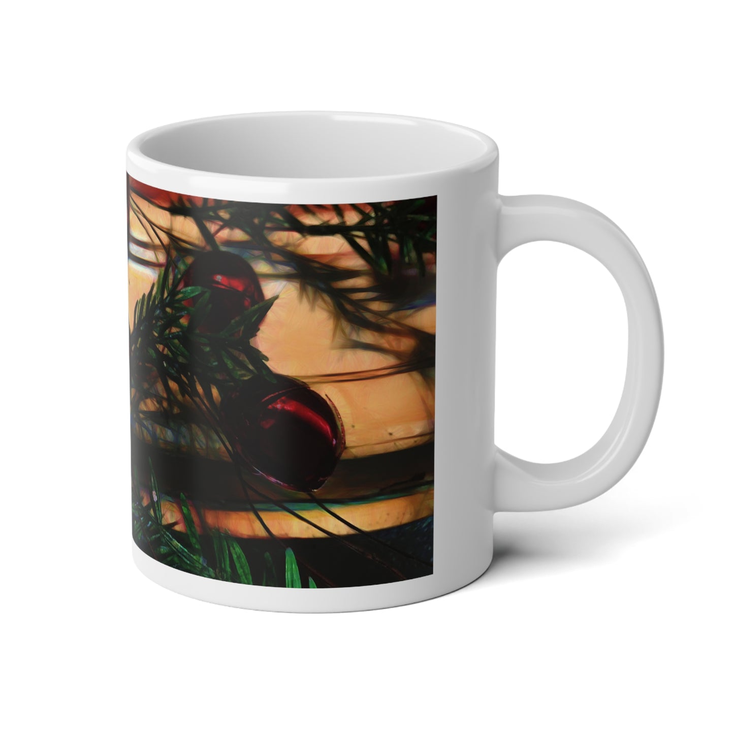 20oz Christmas Ornament Jumbo Mug — Jingle Bell Garland Design