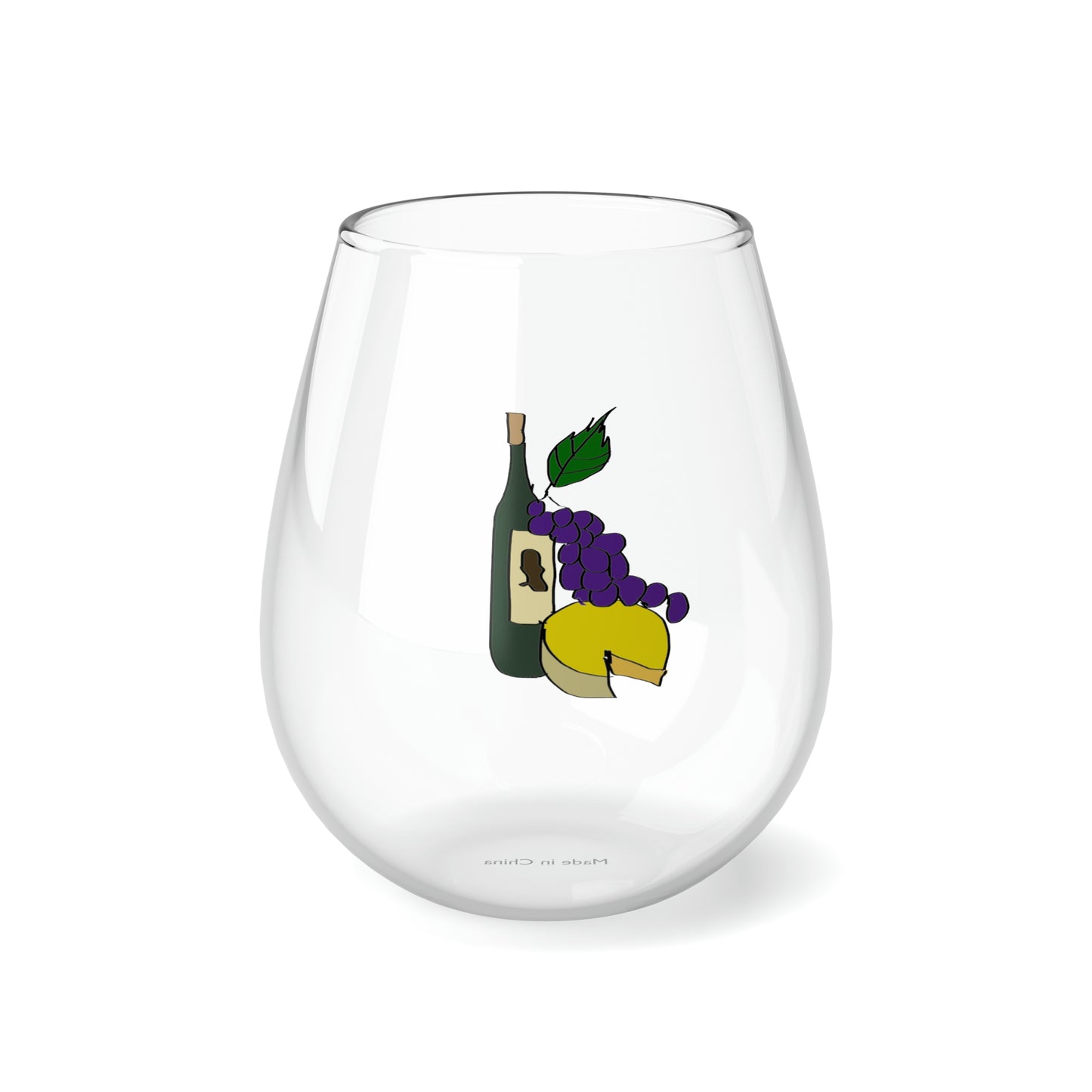 Wine and Cheese Stemless Wine Glass, 11.75oz