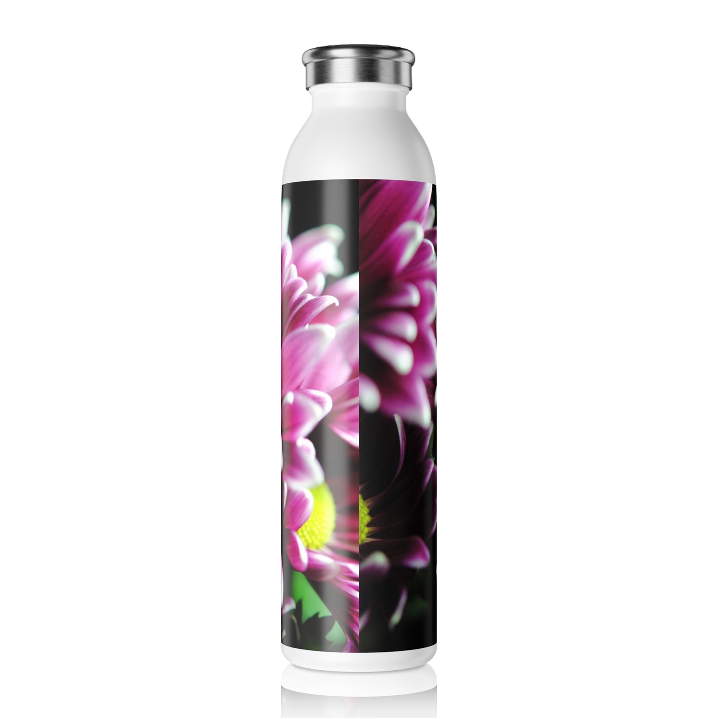 Maroon Mums Close Up Slim Water Bottle - Eco-Friendly, Hydration Gift, Summer Picnic, Outdoor Adventure, Yoga Accessory, Stylish Hydration