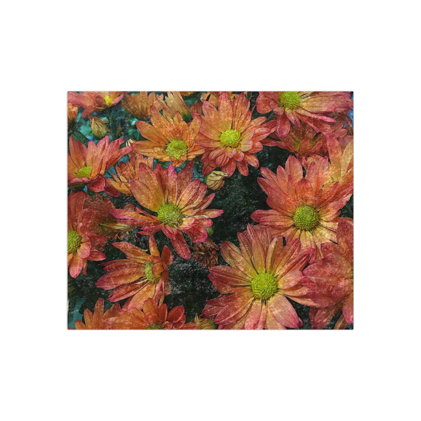 Cream and Pink Fall Flowers Crushed Velvet Blanket