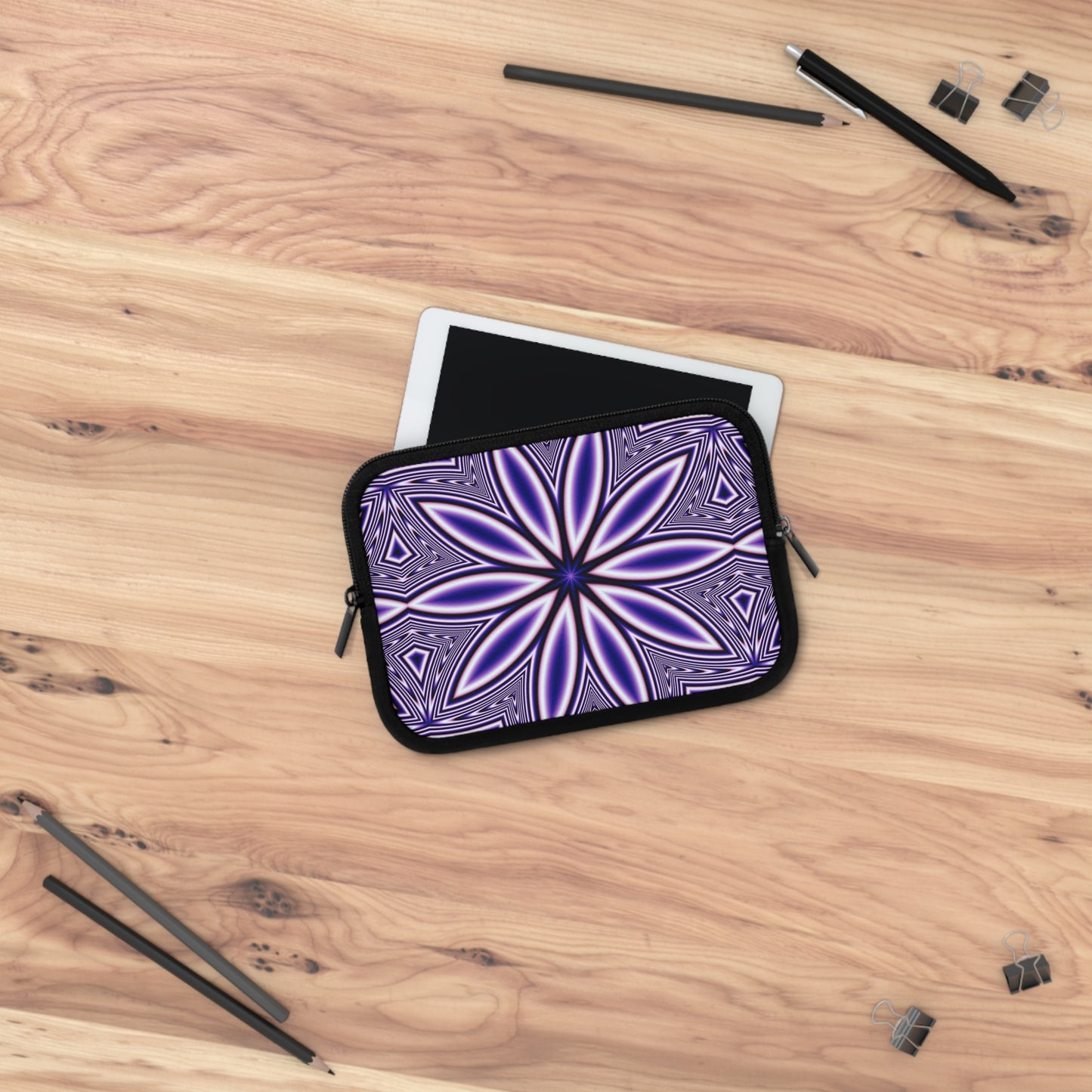 Blue Fractal Kaleidoscope Laptop Sleeve