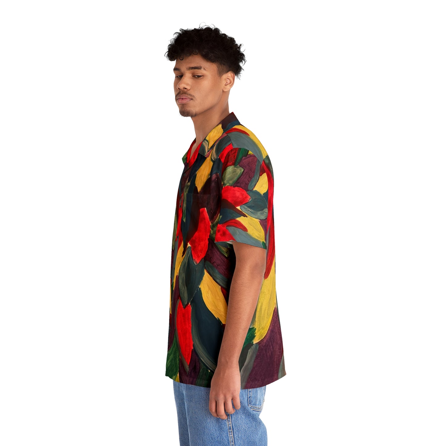 Colorful Watercolor Leaves Men's Hawaiian Shirt (AOP)