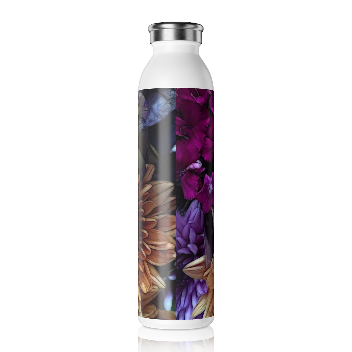 October Flowers 1 Slim Water Bottle, Eco-Friendly Drinkware, Reusable Bottle, Flower Pattern Hydro Flask, Sustainable Gift for Nature Lovers
