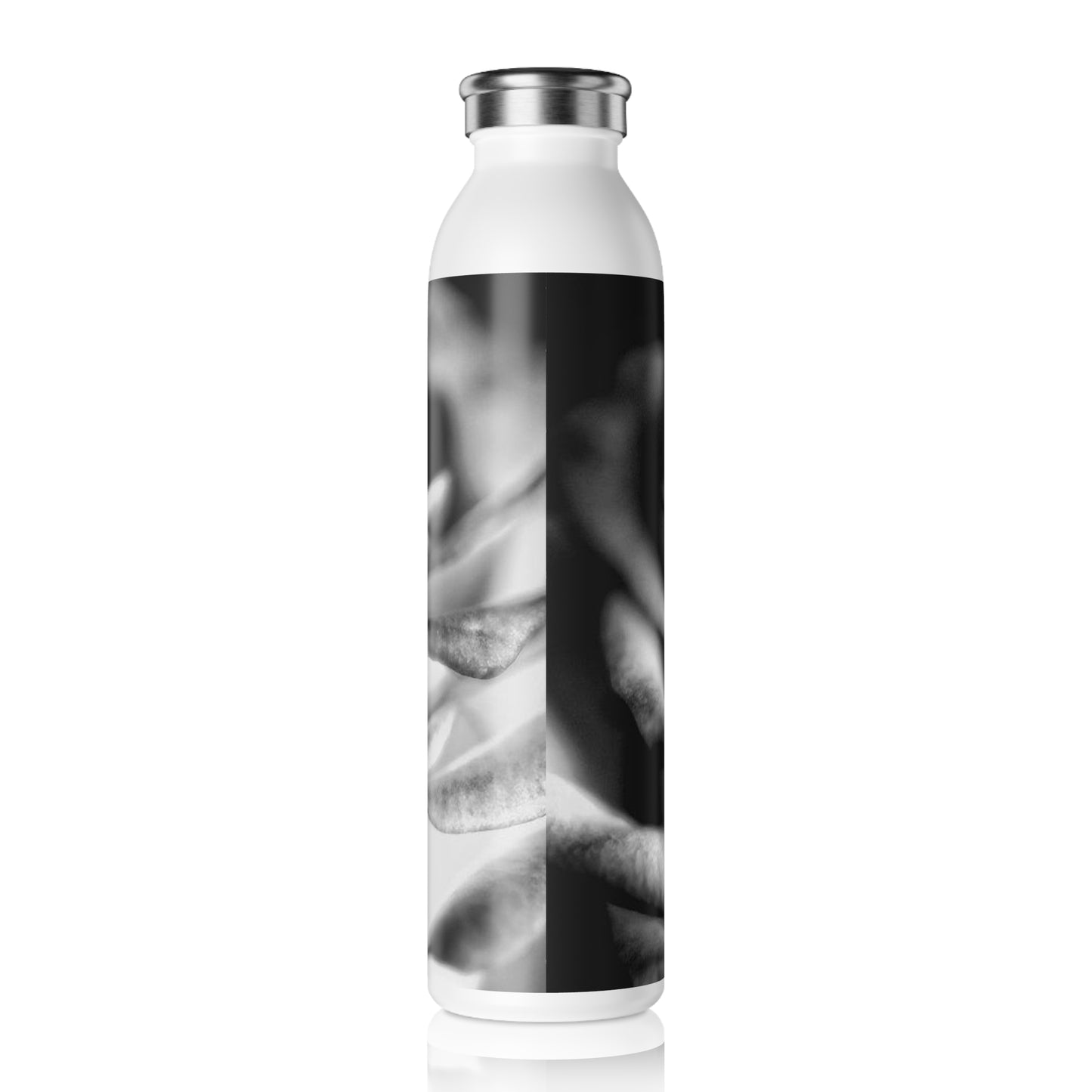 Light Black and White Rose Slim Water Bottle with Floral Design, Eco-Friendly Drinkware, Perfect for Gifts, Daily Hydration, Fitness, Home Decor