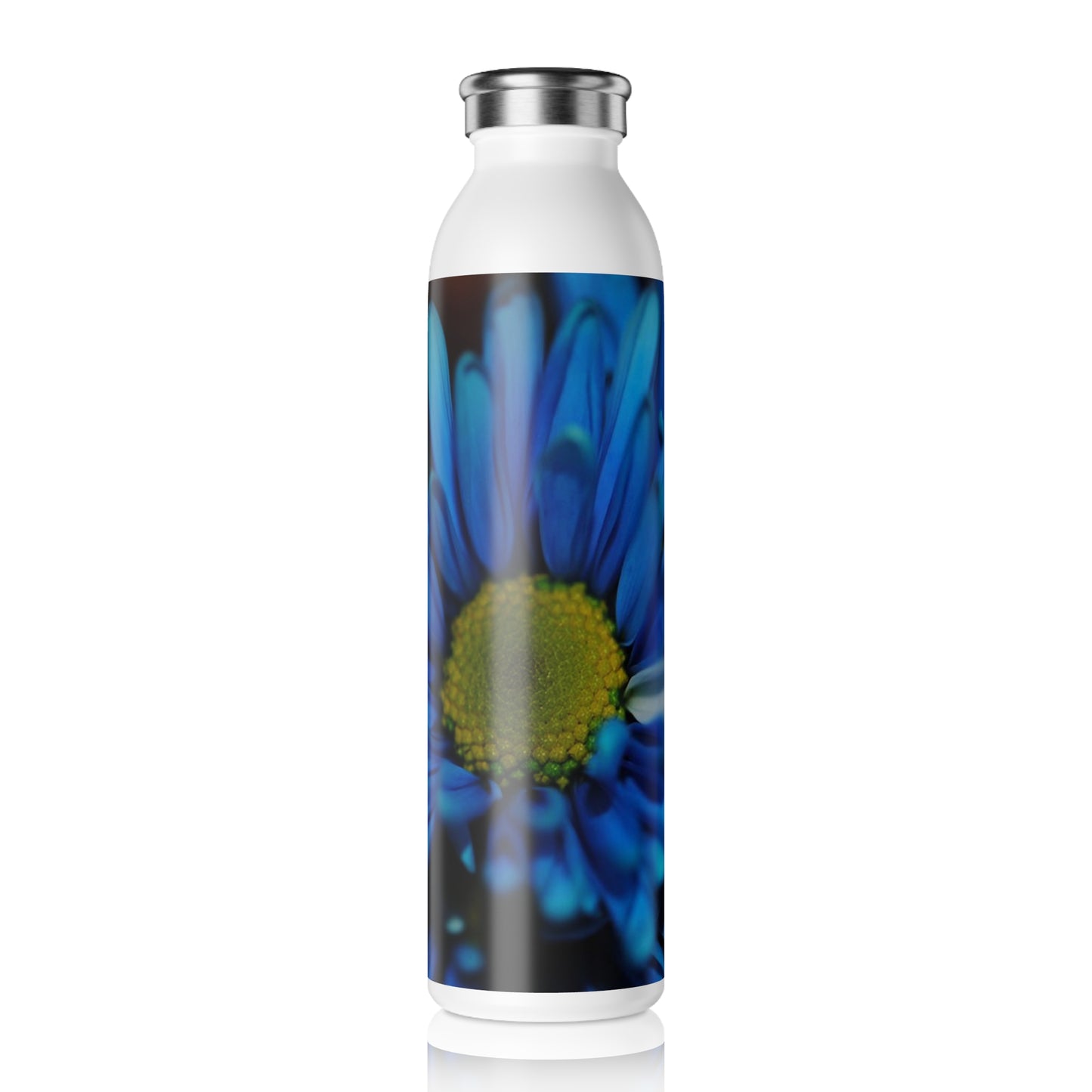 Blue Daisy Slim Water Bottle - Eco-Friendly, Reusable, Hydration, Fitness, Gift