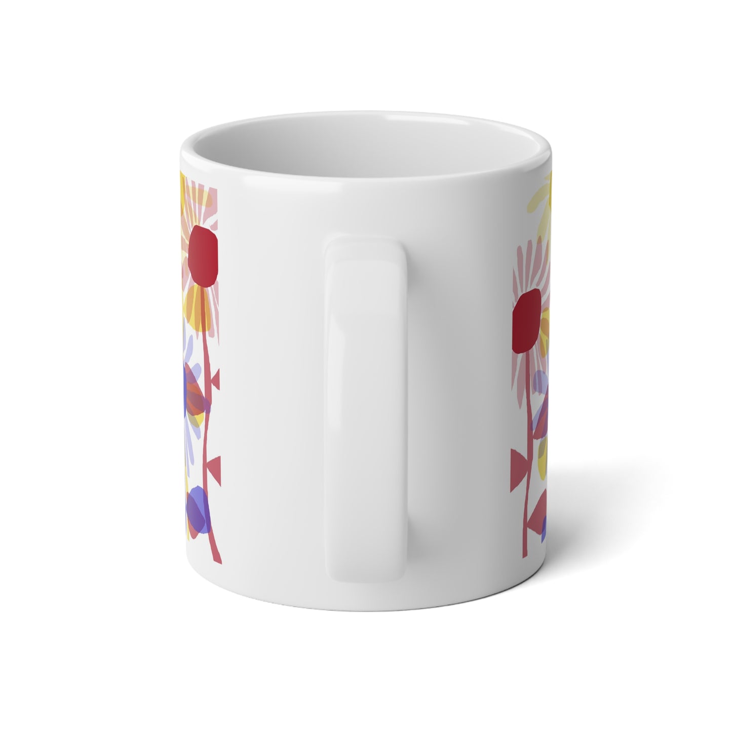 Red Yellow Blue Sunflowers Jumbo Mug, 20oz - Bright Flower Design for Coffee Lovers, Home Decor, Garden Themed Gift, Spring Vibes, Tea Time Companion