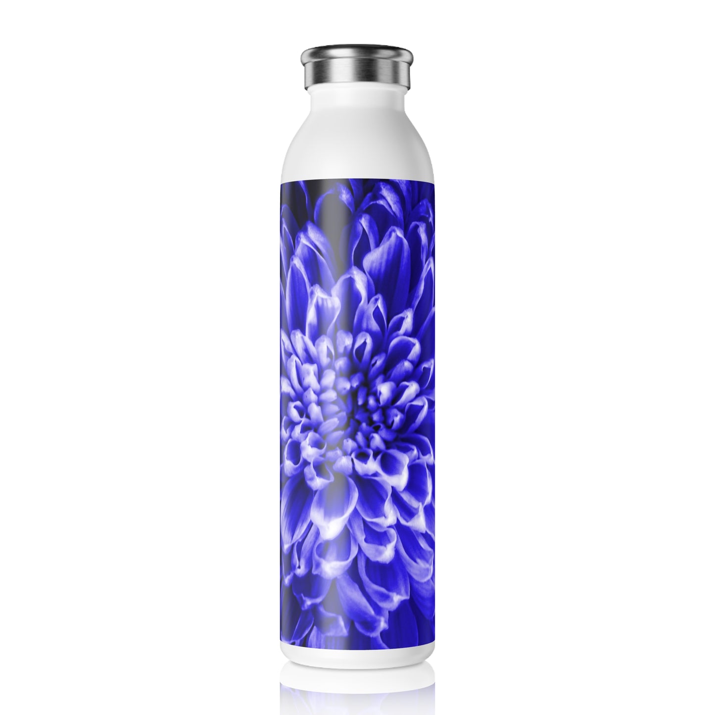 Blue Chrysanthemum Slim Water Bottle - Perfect for Fitness, Hydration, Yoga, Gifts, Eco-Friendly