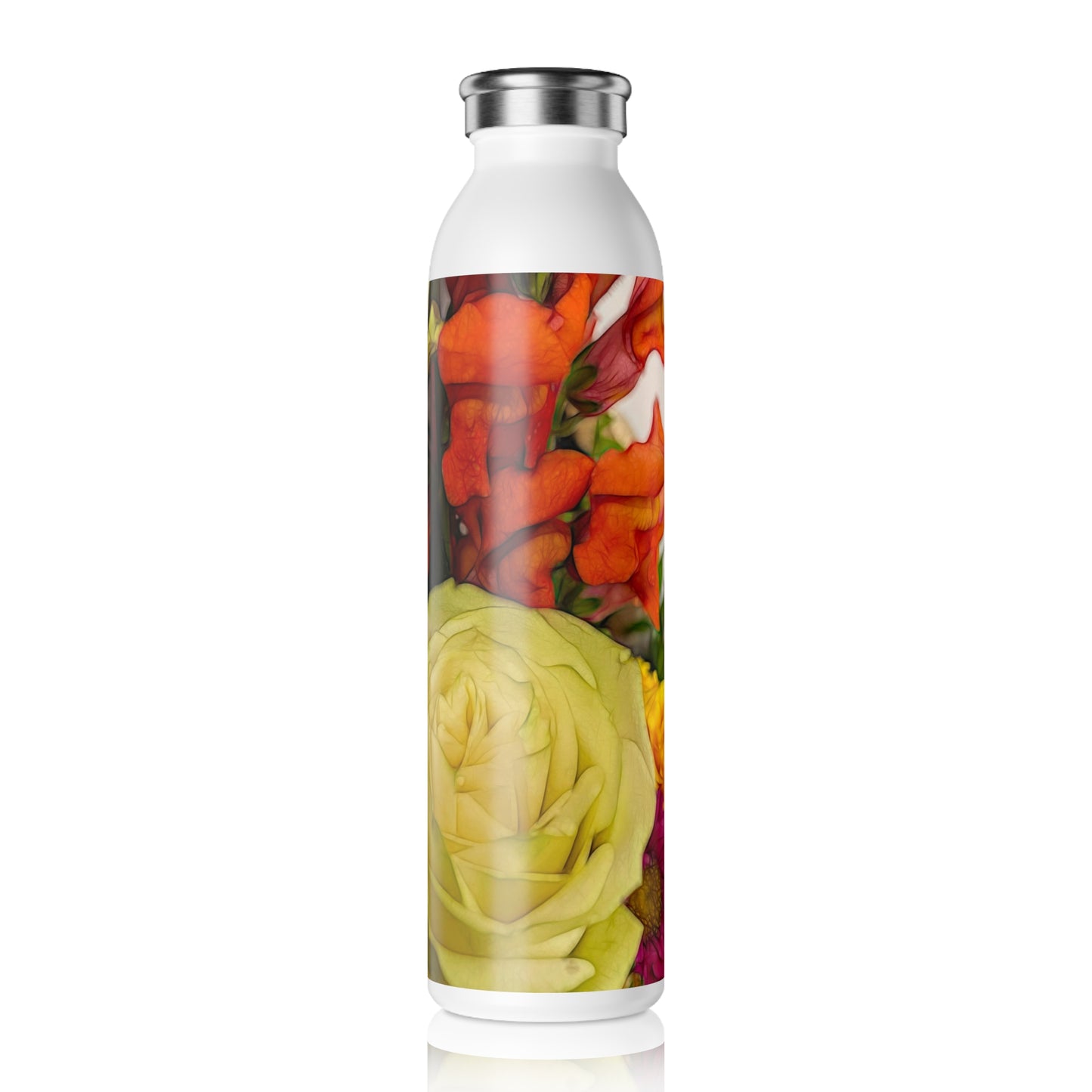 November Flowers 9 Slim Water Bottle | Eco-friendly Hydration, Garden-Inspired Design, Perfect for Gifts, Summer Picnics, Yoga Sessions