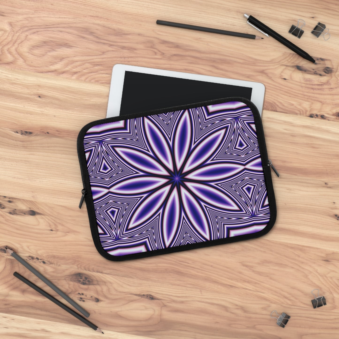 Blue Fractal Kaleidoscope Laptop Sleeve