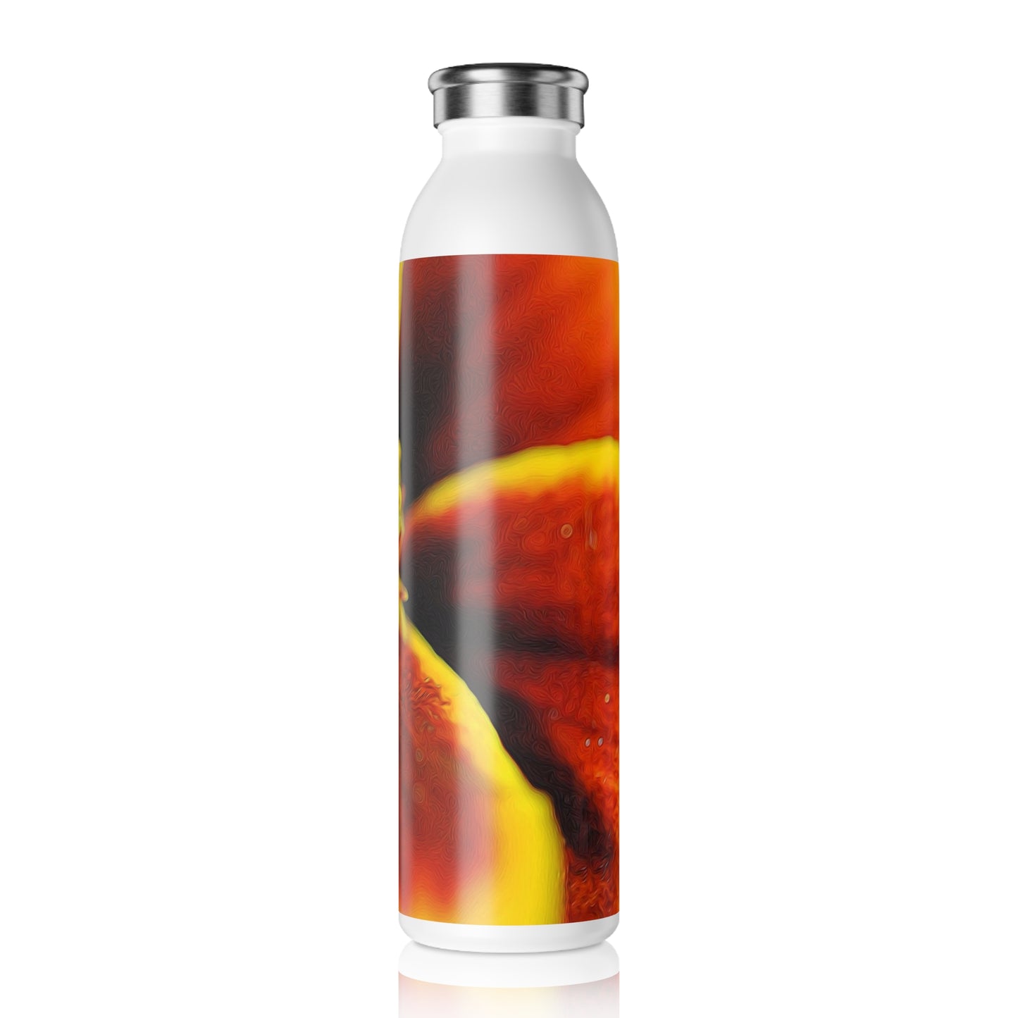Marigold Center Slim Water Bottle - Floral Design, Eco-Friendly Hydration, Perfect for Yoga, Travel, Ergonomic Sipper, Sustainable Gift