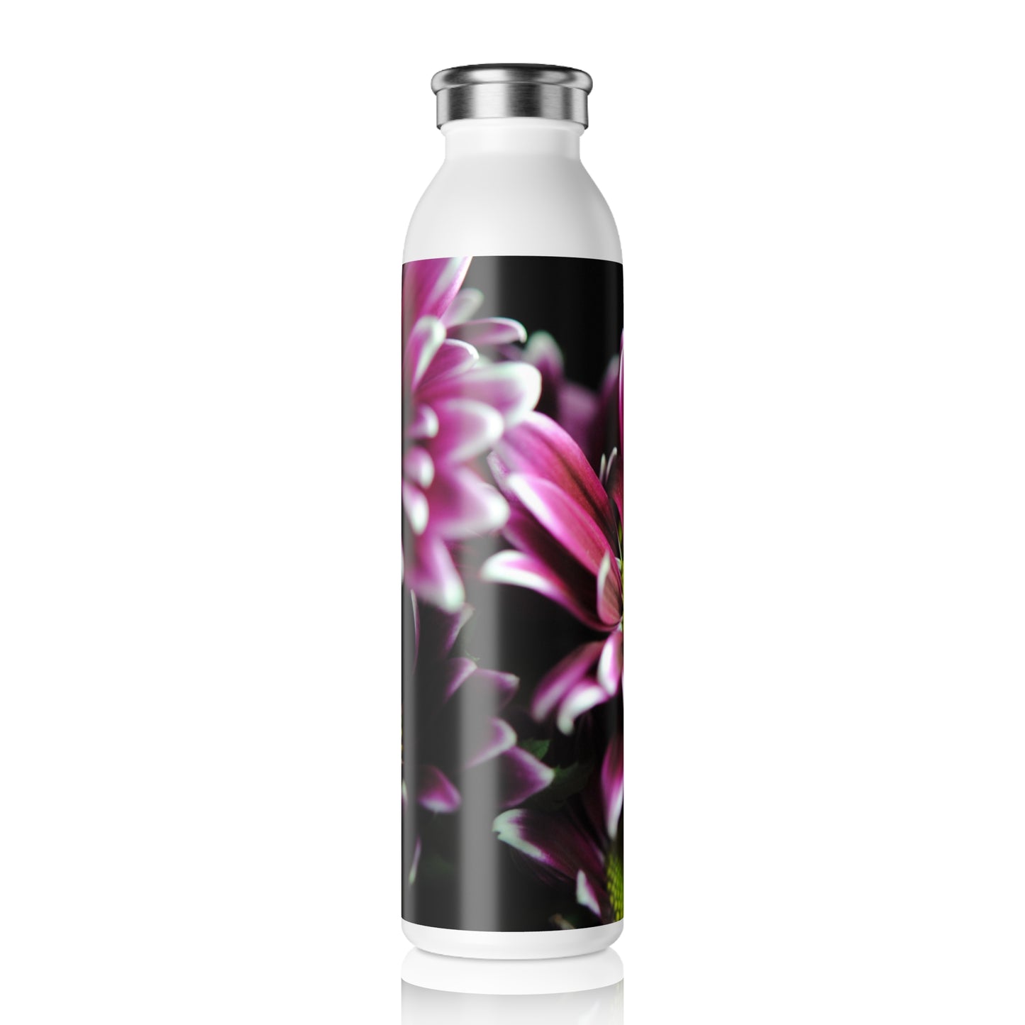 Maroon Mums Close Up Slim Water Bottle - Eco-Friendly, Hydration Gift, Summer Picnic, Outdoor Adventure, Yoga Accessory, Stylish Hydration