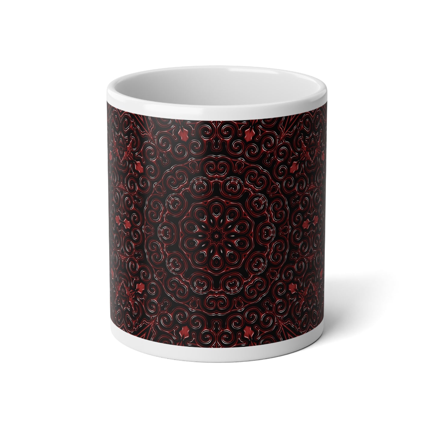 Red Swirl Kaleidoscope Jumbo Mug - 20oz Coffee Cup, Great for Gifts, Tea Lovers, Home Decor, Cozy Vibe, Unique Design