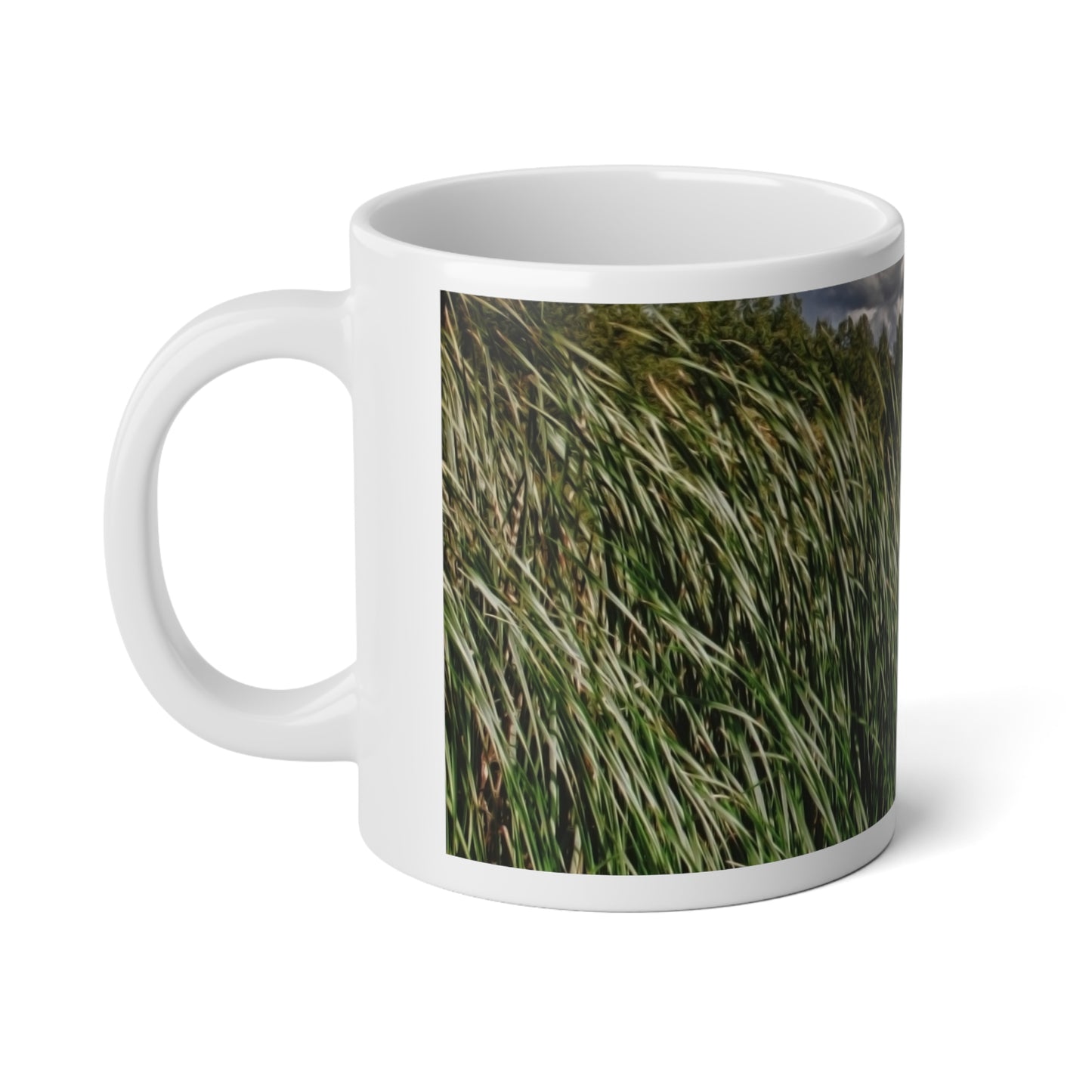 Reeds Along a Campground Lake Jumbo Mug for Coffee Lovers, 20oz Large Coffee Cup, Gift for Gardeners, Outdoor Decor, Eco-Friendly Drinkware