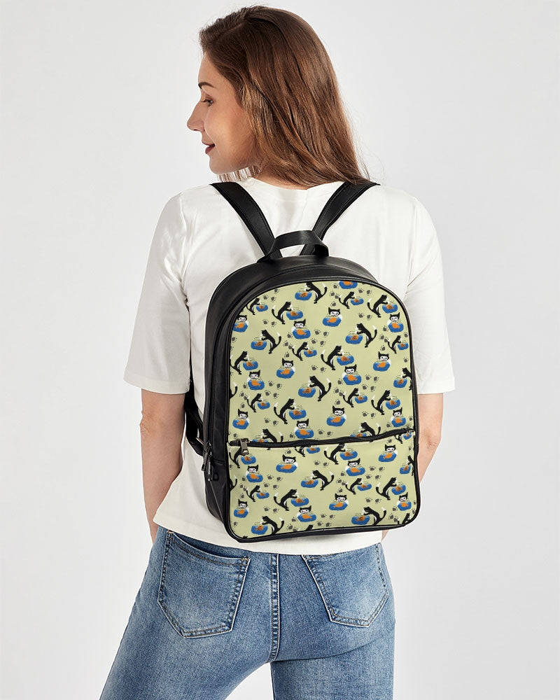 Cat and a Fishbowl Classic Faux Leather Backpack