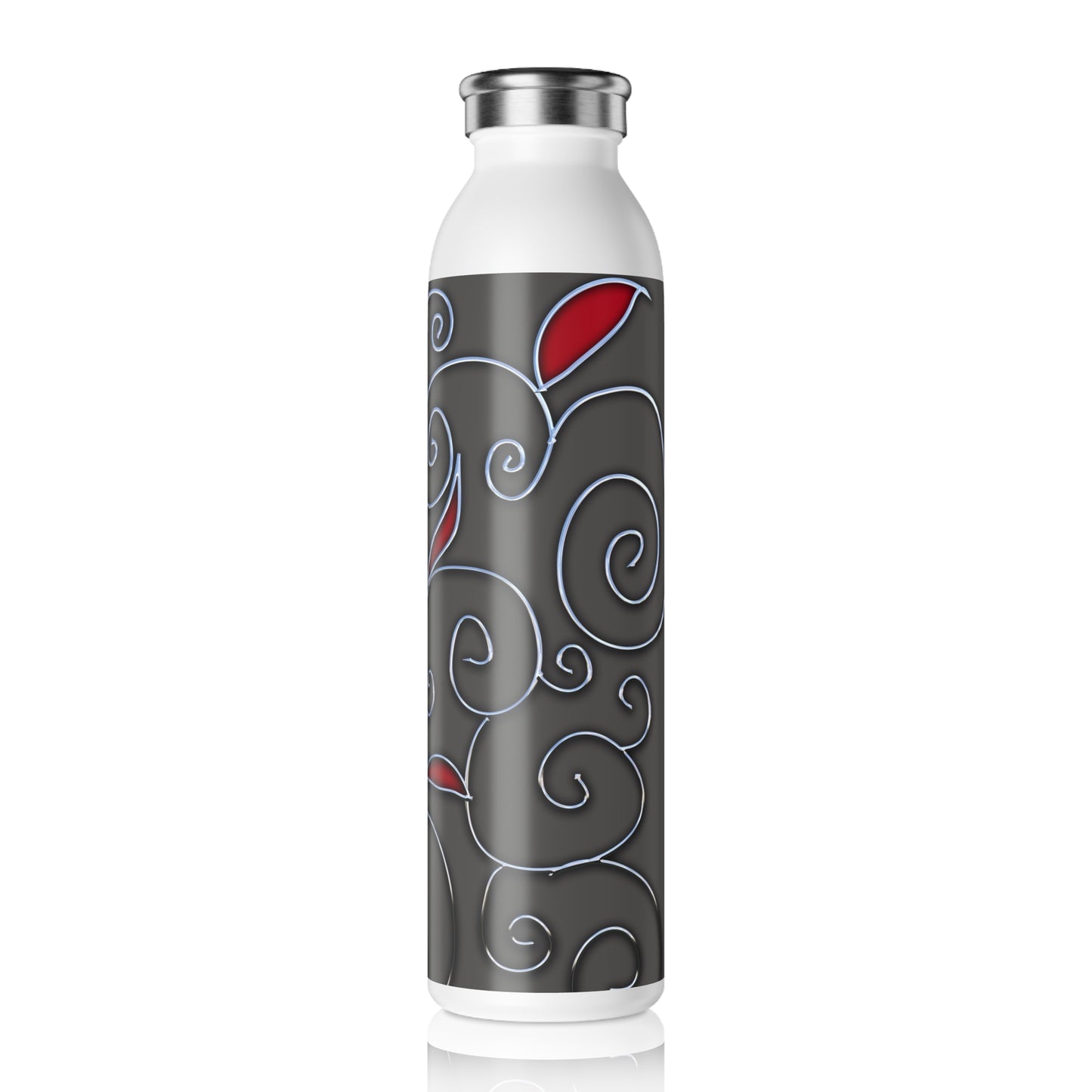 Chrome Vines Floral Slim Water Bottle, Insulated Sports Bottle, Travel Water Bottle, Gift for Her, Eco-Friendly Hydration