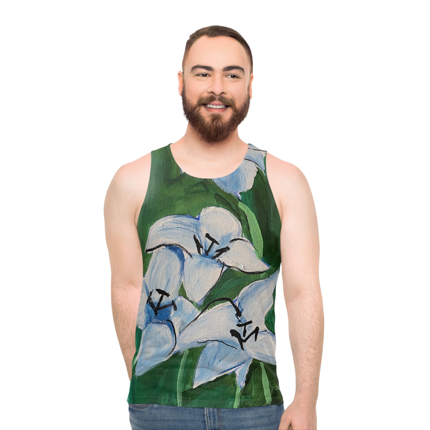 Lilies In Blue Unisex Tank Top (AOP)