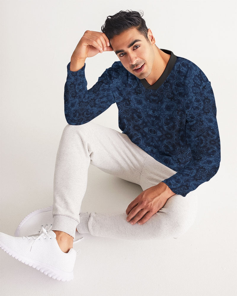 Blue Faux Velvet Kaleidoscope Men's All-Over Print Long Sleeve Sports Jersey
