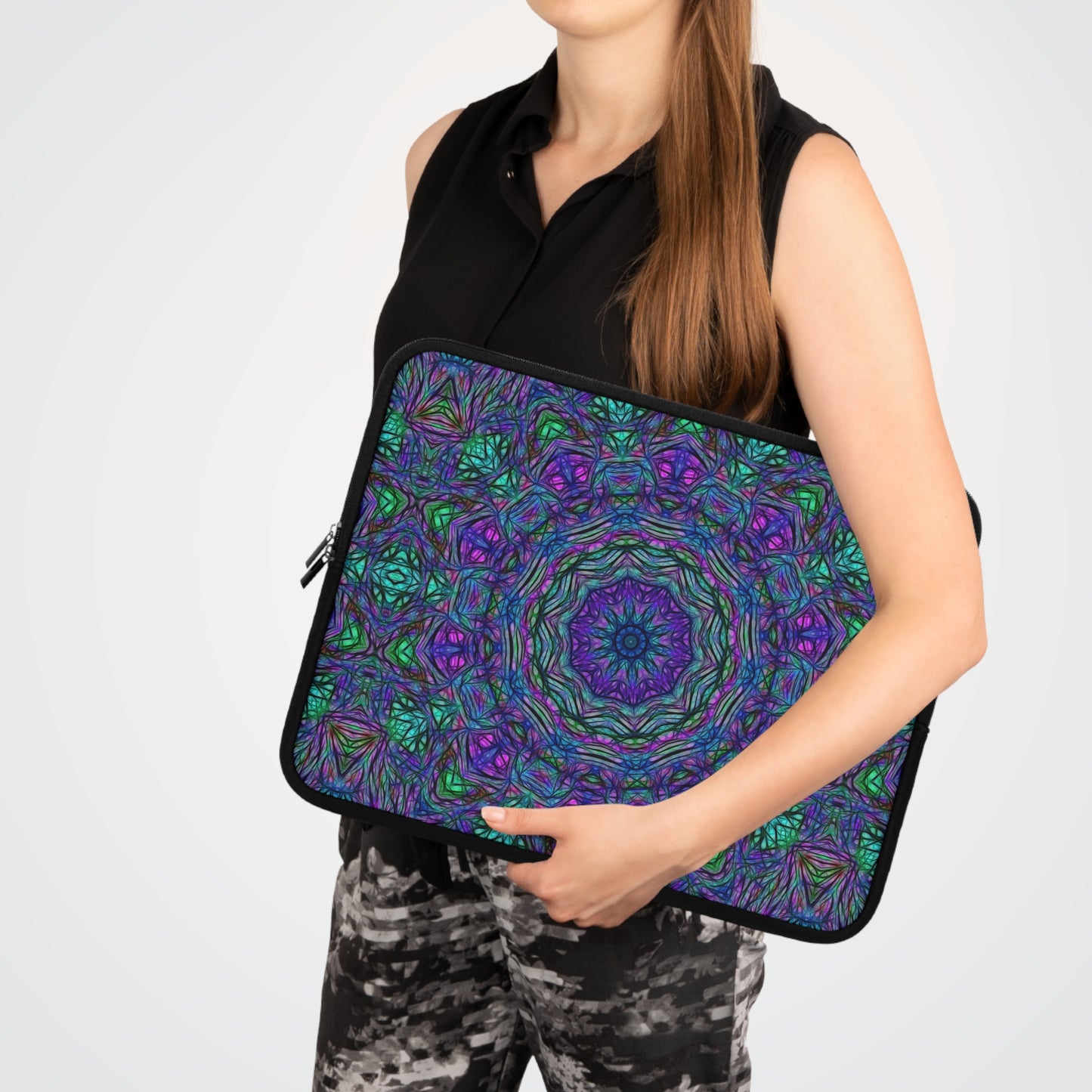 Blue Green Purple Kaleidoscope Laptop Sleeve