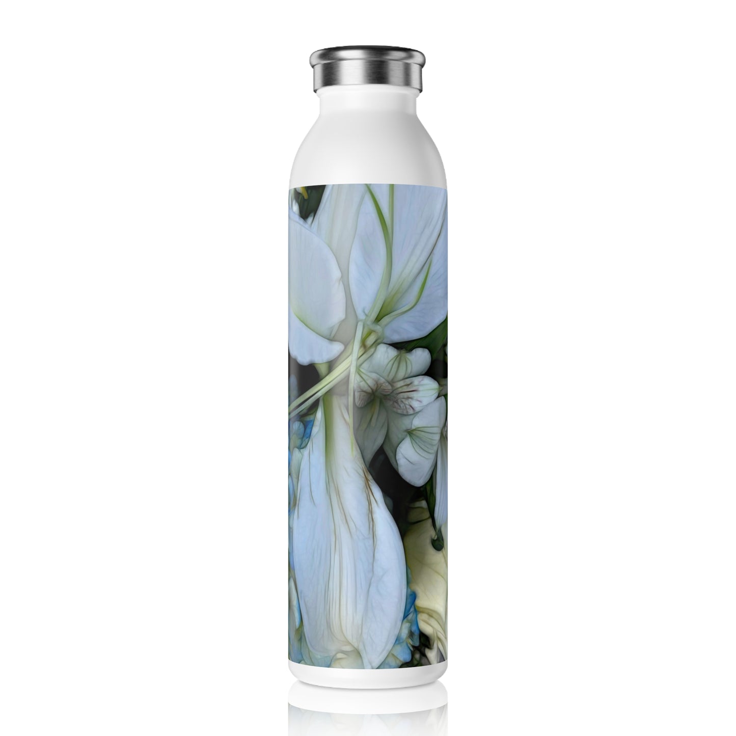 November Flowers 1 Slim Water Bottle - Eco-Friendly Hydration, Gift for Her, Summer Essential, Yoga & Fitness Companion, Hydrate in Style