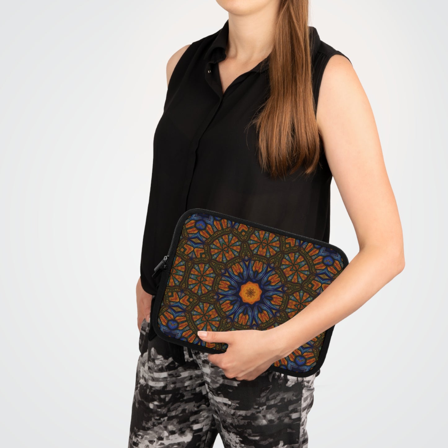 Blue Orange Sketchy Kaleidoscope Laptop Sleeve