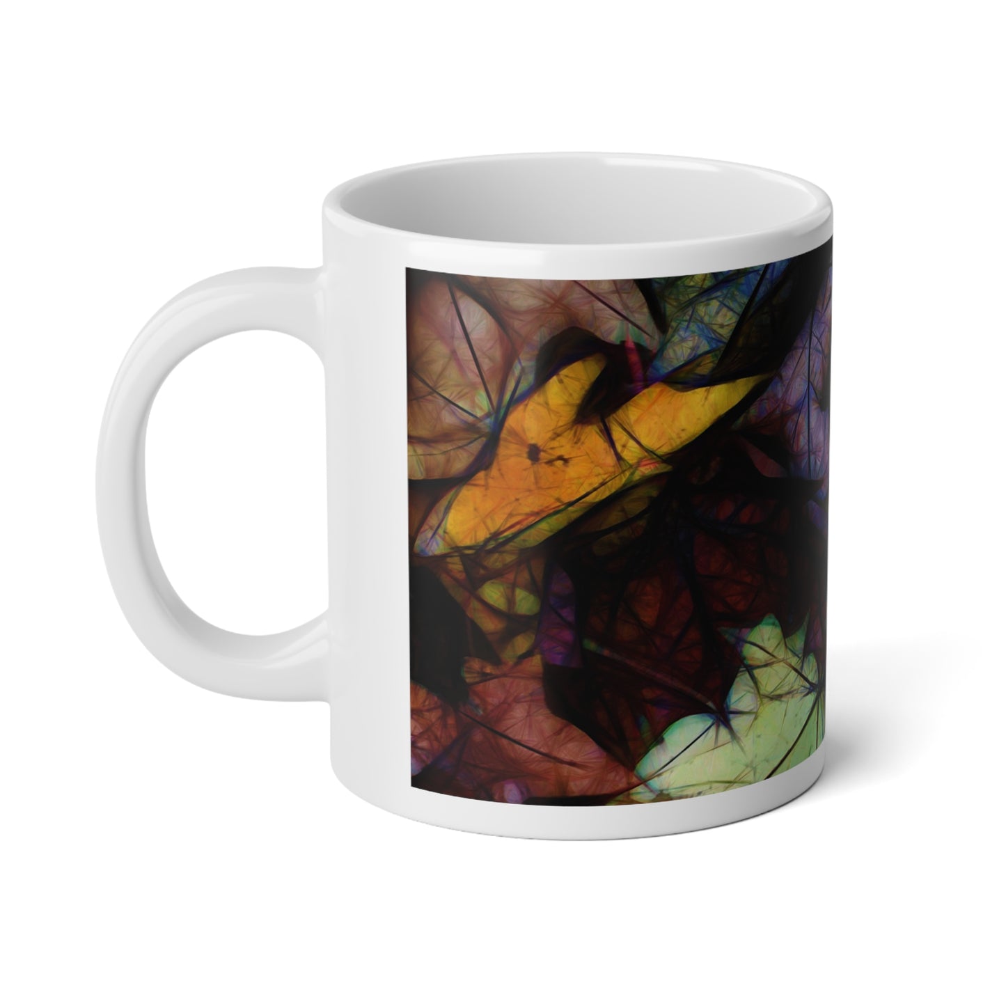 Fall Leaves Abstract Jumbo Mug, 20oz – Perfect for Tea, Coffee Lovers | Fall Decor, Unique Gift for Plant Parents, Cozy Home