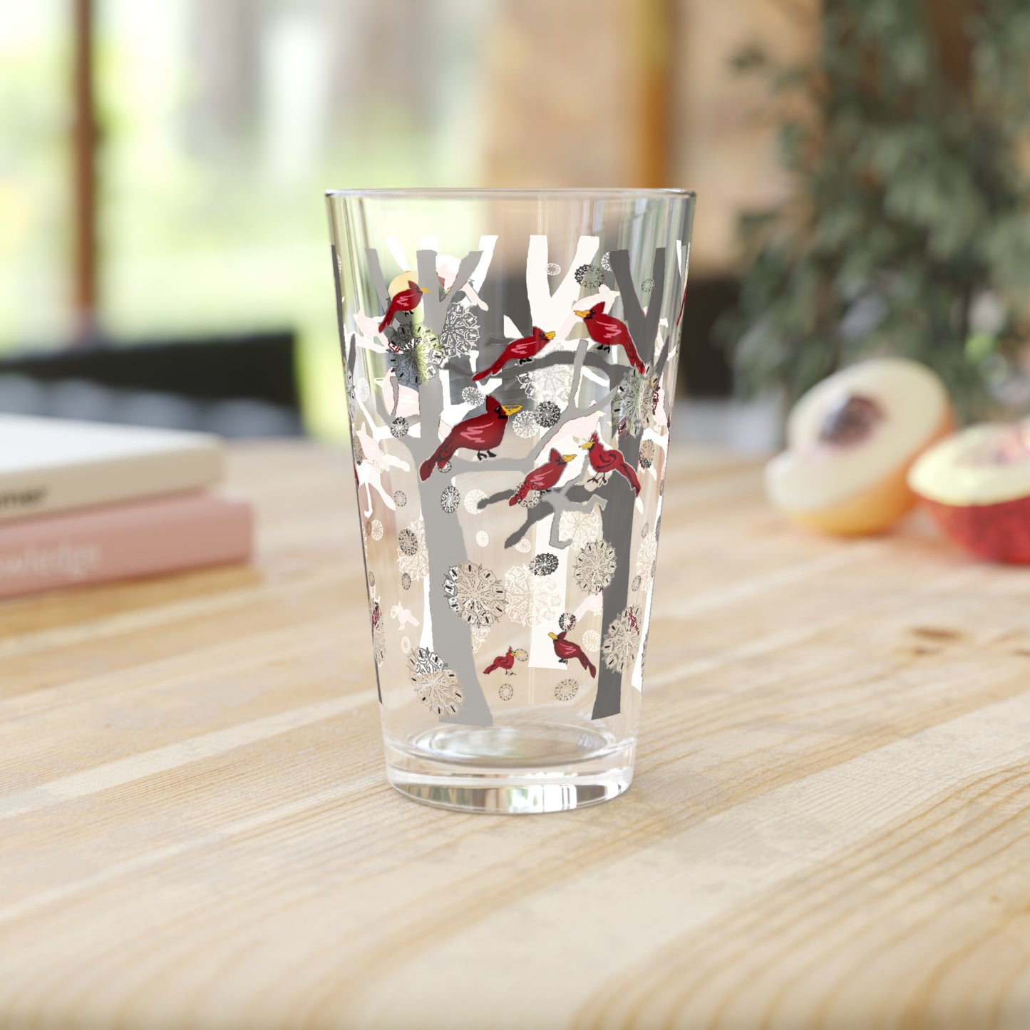 Cardinals In The Snow Pint Glass, 16oz