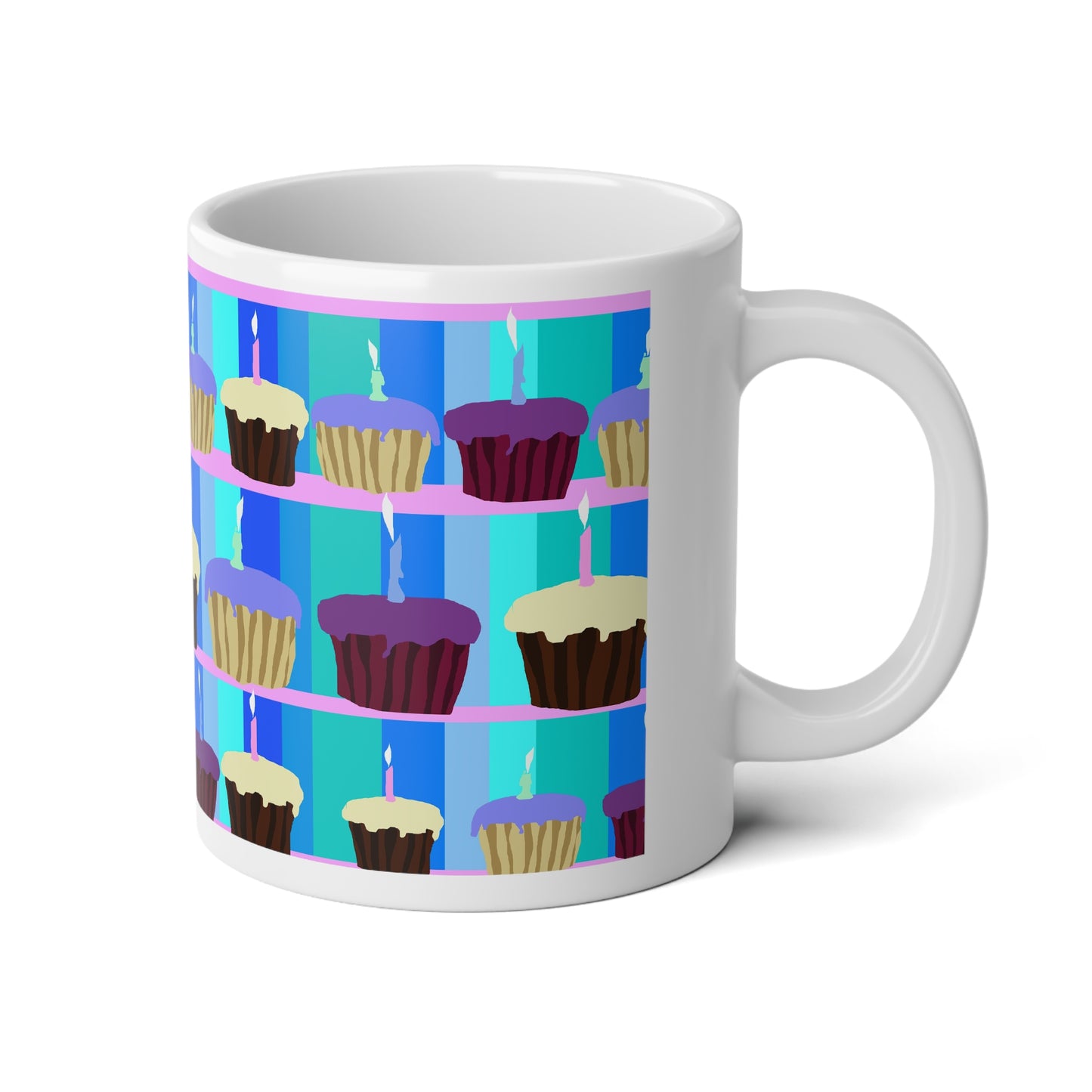 Colorful Cupcake Jumbo Mug, 20oz | Birthday Gift, Kitchen Décor, Party Mug, Coffee Lover's Item, Fun Drinkware