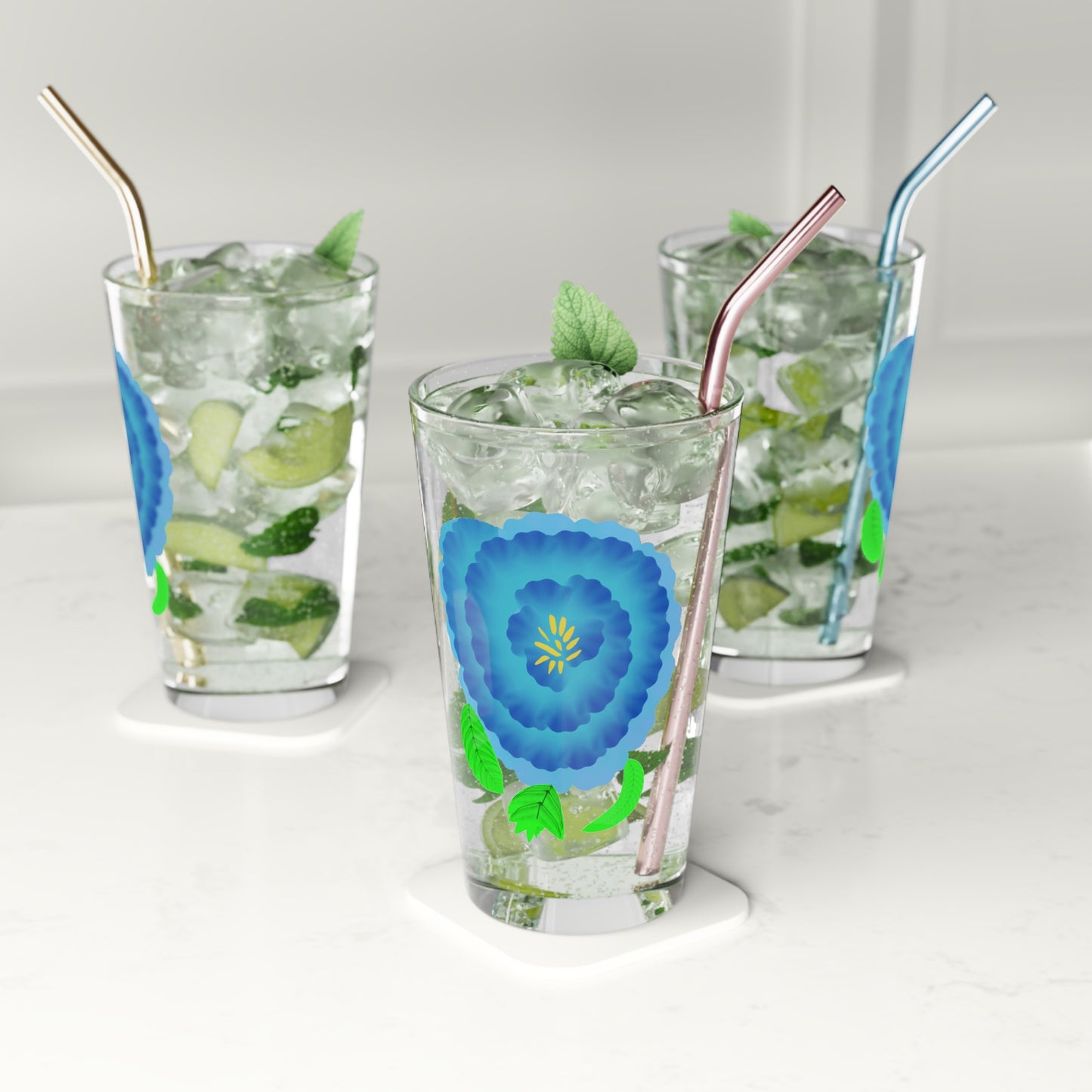 Fantasy Flora No 2 Pint Glass, 16oz