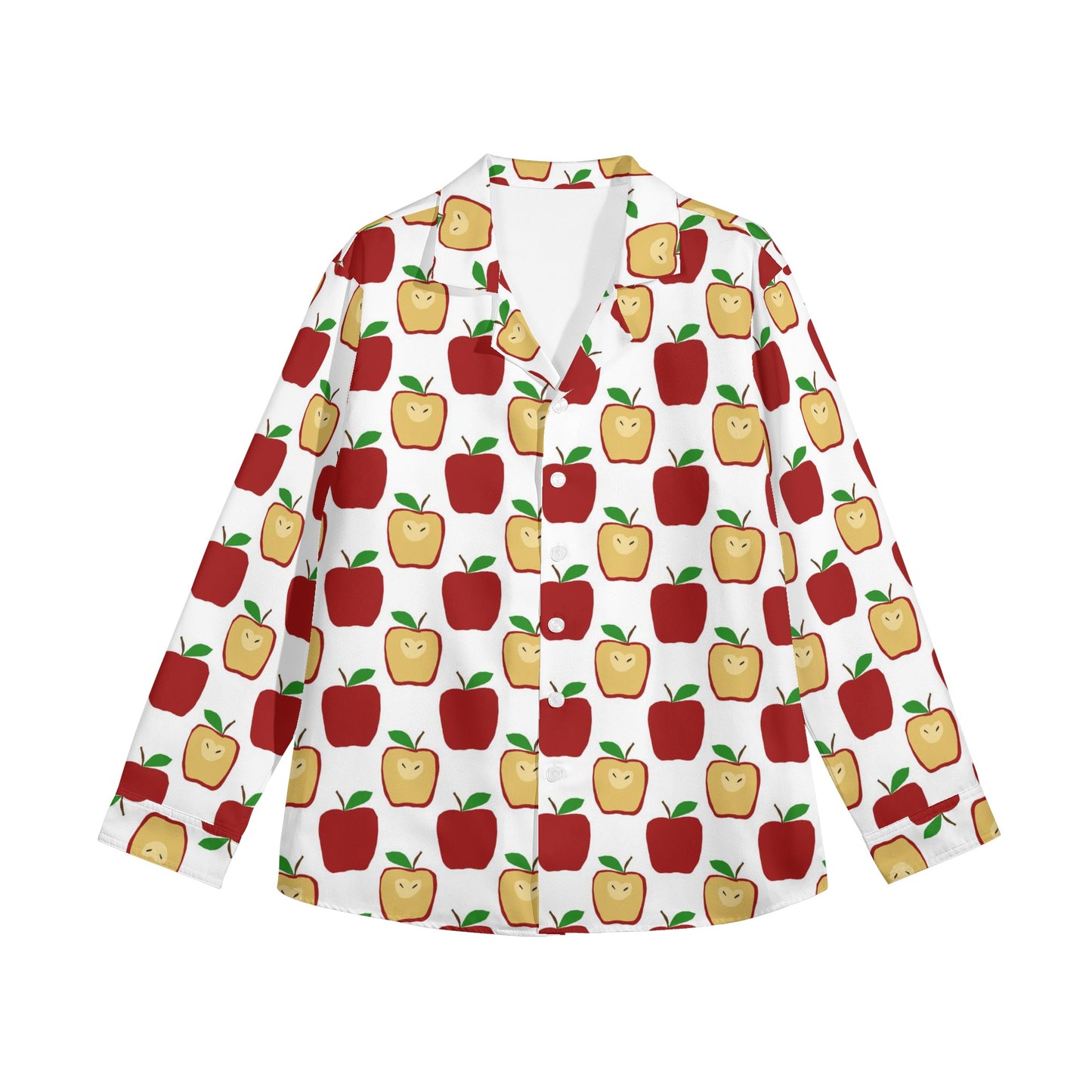 Apple Polkadots Womens Long Sleeve Button Down Shirt
