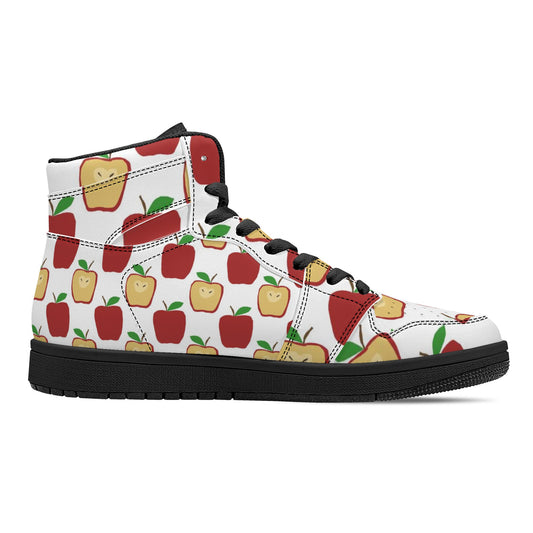 Apple Polkadots Womens Black High Top Leather Sneakers