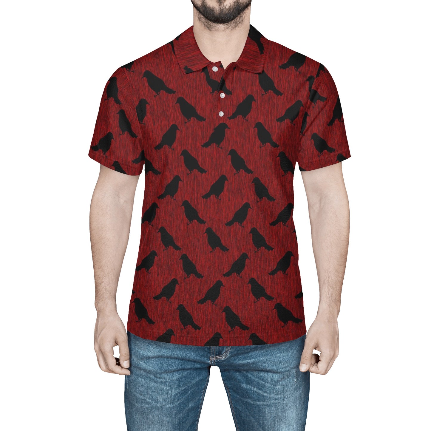Ravens Pattern Mens All Over Print Polo Shirt