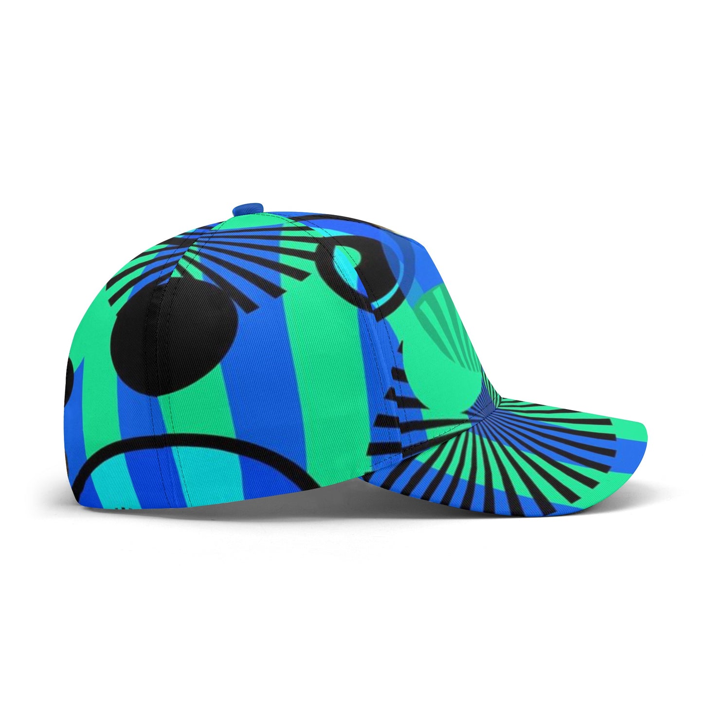 Blue Green Stripes and Dots All Over Printing Baseball Caps