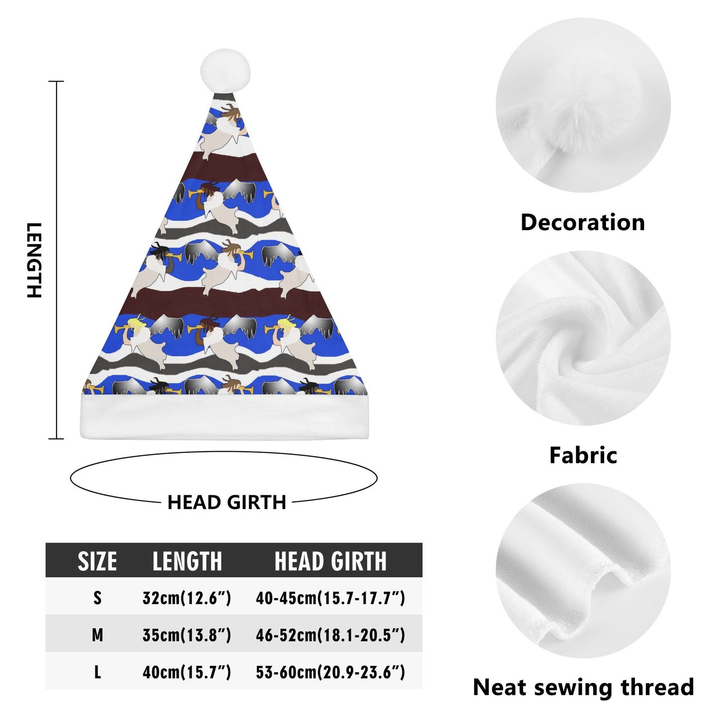 Angels Pattern Christmas Santa‘s Hats