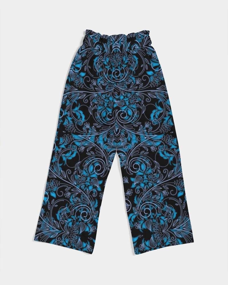 Blue Vines and Lace Women's All-Over Print High-Rise Wide Leg Pants