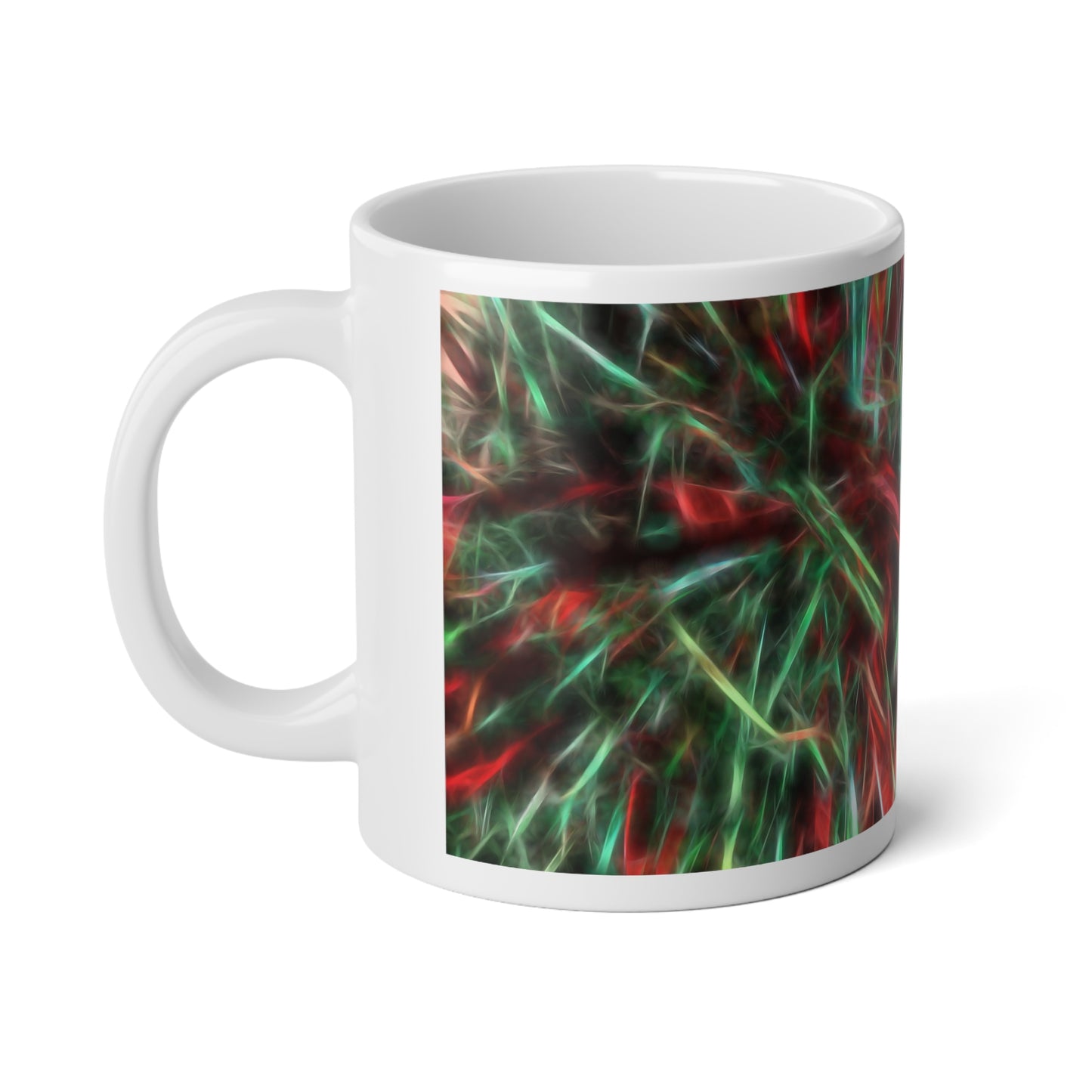 20oz Jumbo Mug — Festive Abstract Red & Green Holiday Garland Coffee Cup