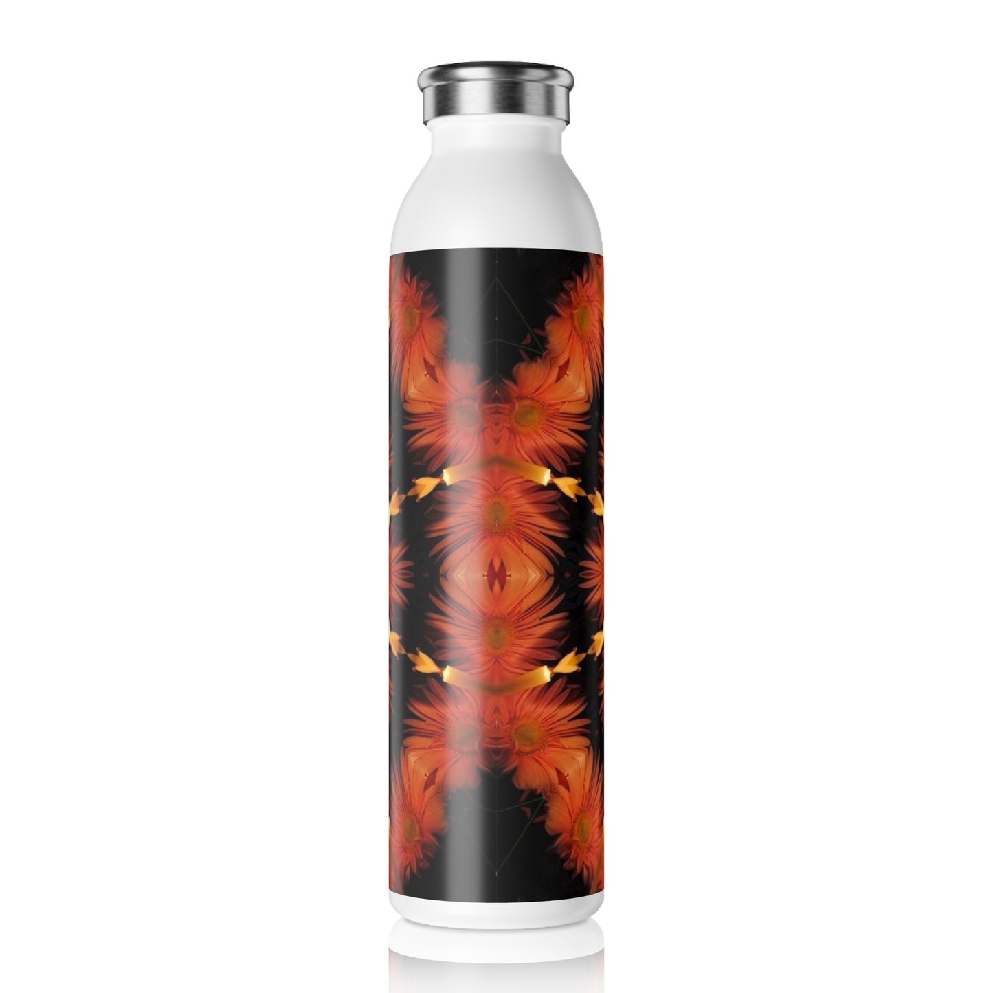 Floral Flame Slim Water Bottle — Autumn Kaleidoscope Design
