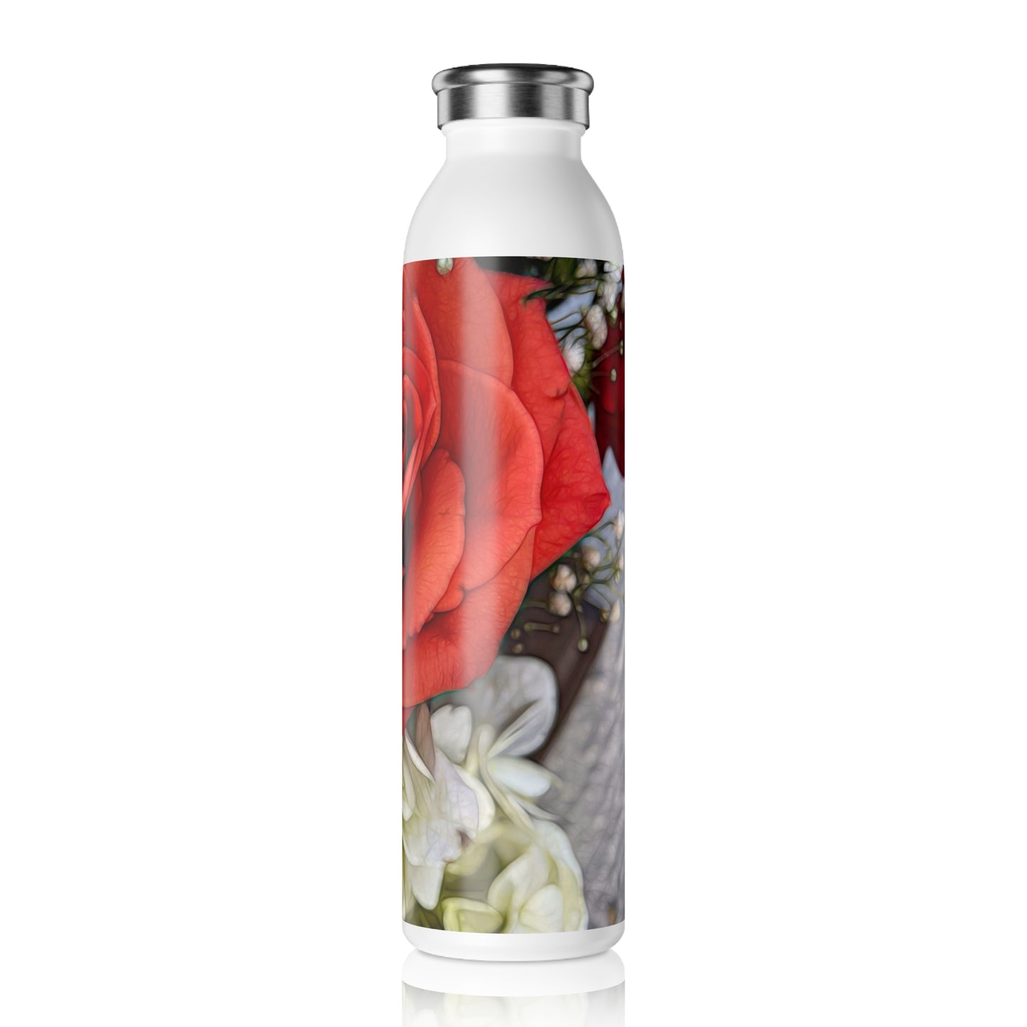 November Flowers 3 Slim Water Bottle - Elegant Rose Design, Perfect for Everyday Hydration, Gifts for Her, Eco-Friendly, Fitness Lover, Mother's Day