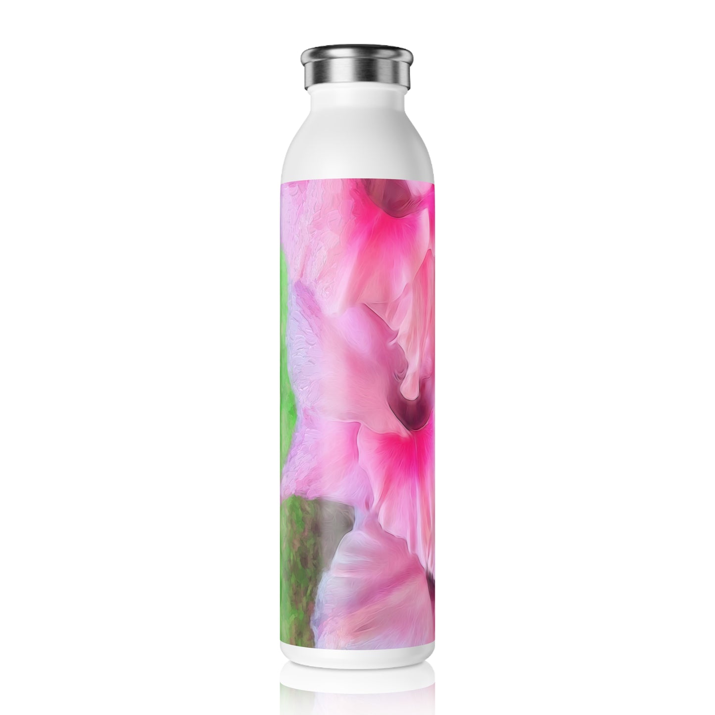 Light Pink Gladiolas Slim Water Bottle - Eco-friendly Hydration, Nature Lover Gift, Workout Companion, Home Decor, Summer Essentials