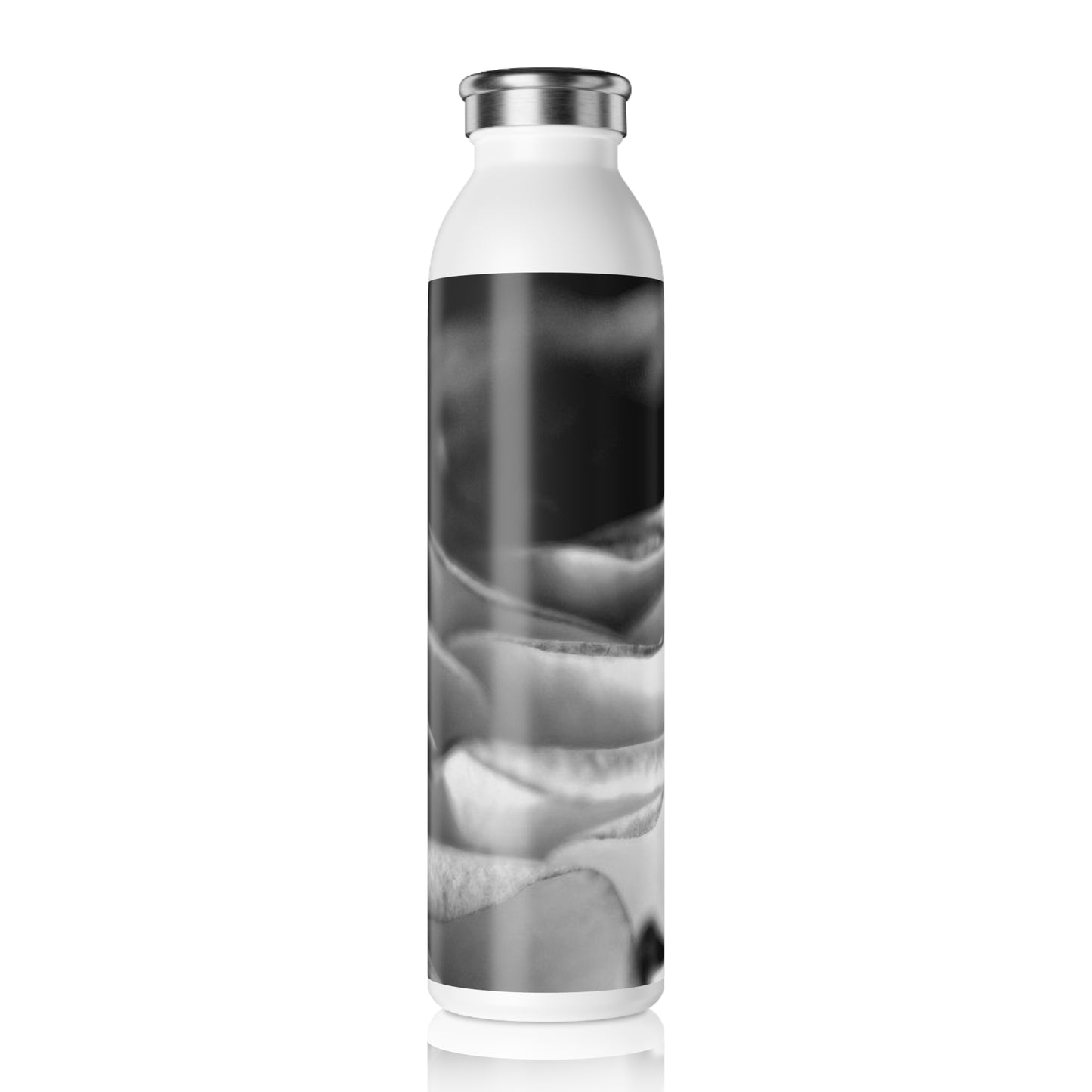 Light Black and White Rose Slim Water Bottle with Floral Design, Eco-Friendly Drinkware, Perfect for Gifts, Daily Hydration, Fitness, Home Decor