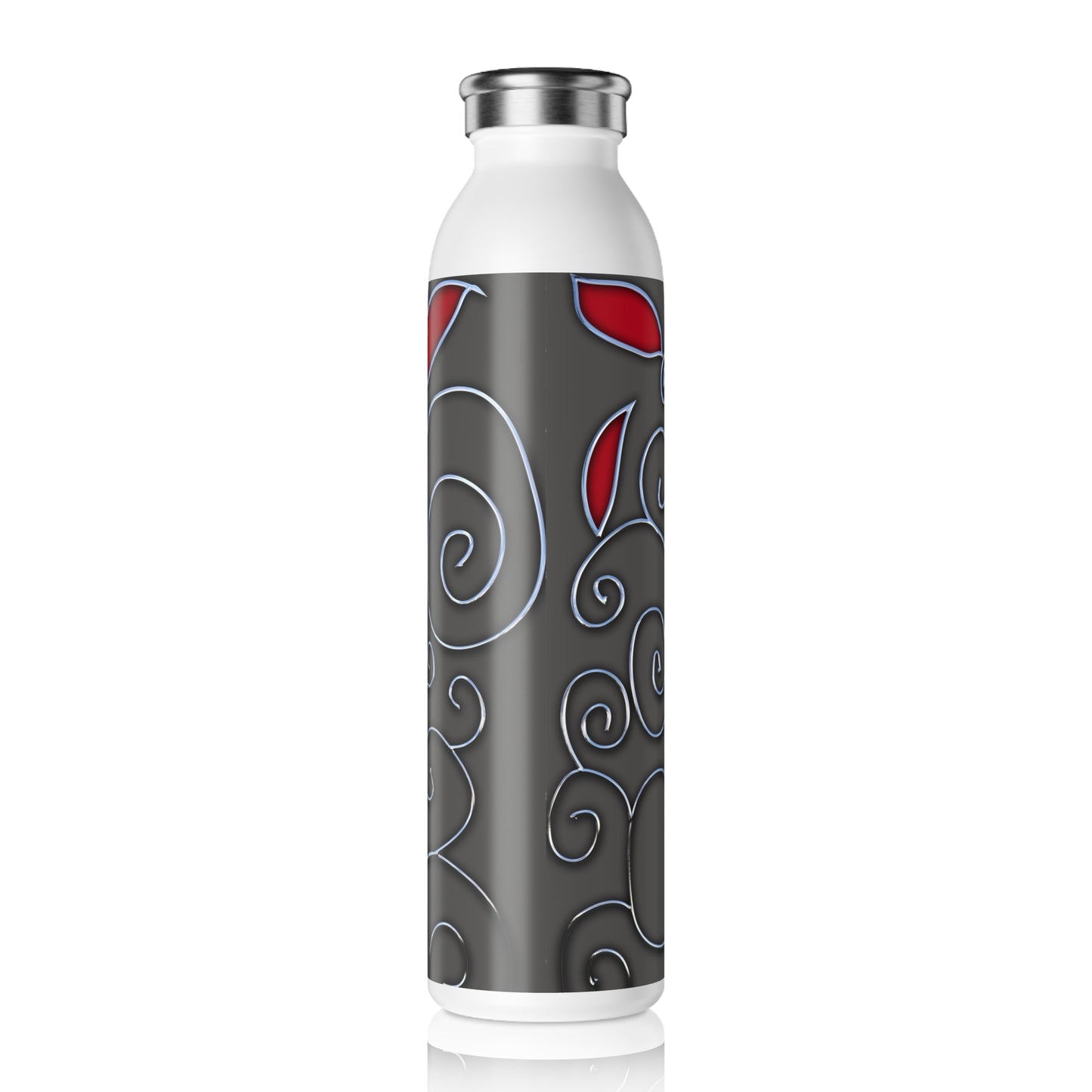 Chrome Vines Floral Slim Water Bottle, Insulated Sports Bottle, Travel Water Bottle, Gift for Her, Eco-Friendly Hydration