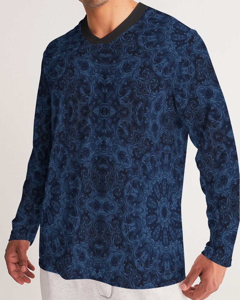Blue Faux Velvet Kaleidoscope Men's All-Over Print Long Sleeve Sports Jersey