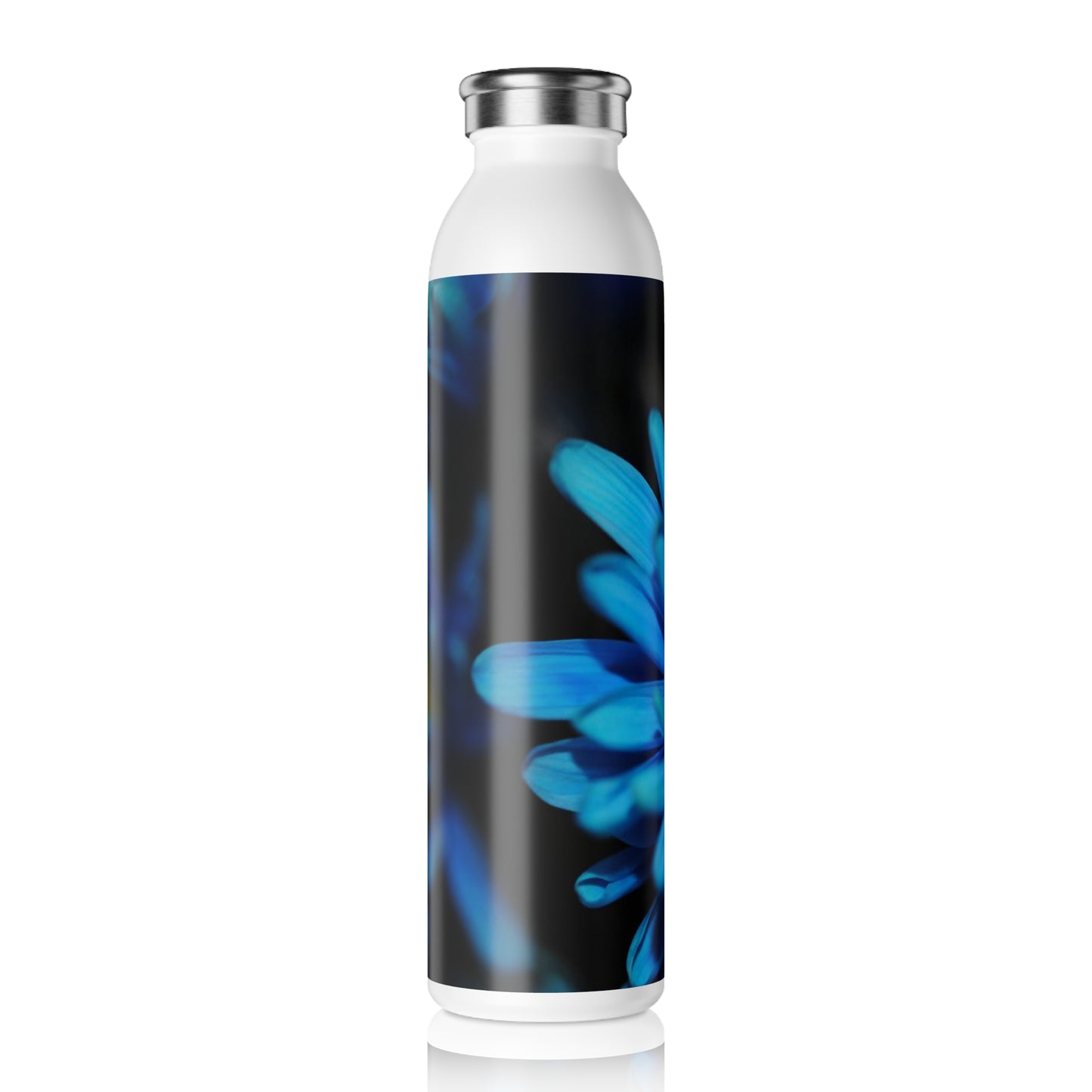 Blue Daisy Slim Water Bottle - Eco-Friendly, Reusable, Hydration, Fitness, Gift