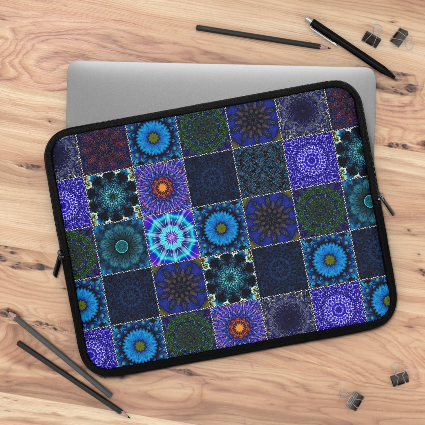 Blue Crazy Quilt Laptop Sleeve