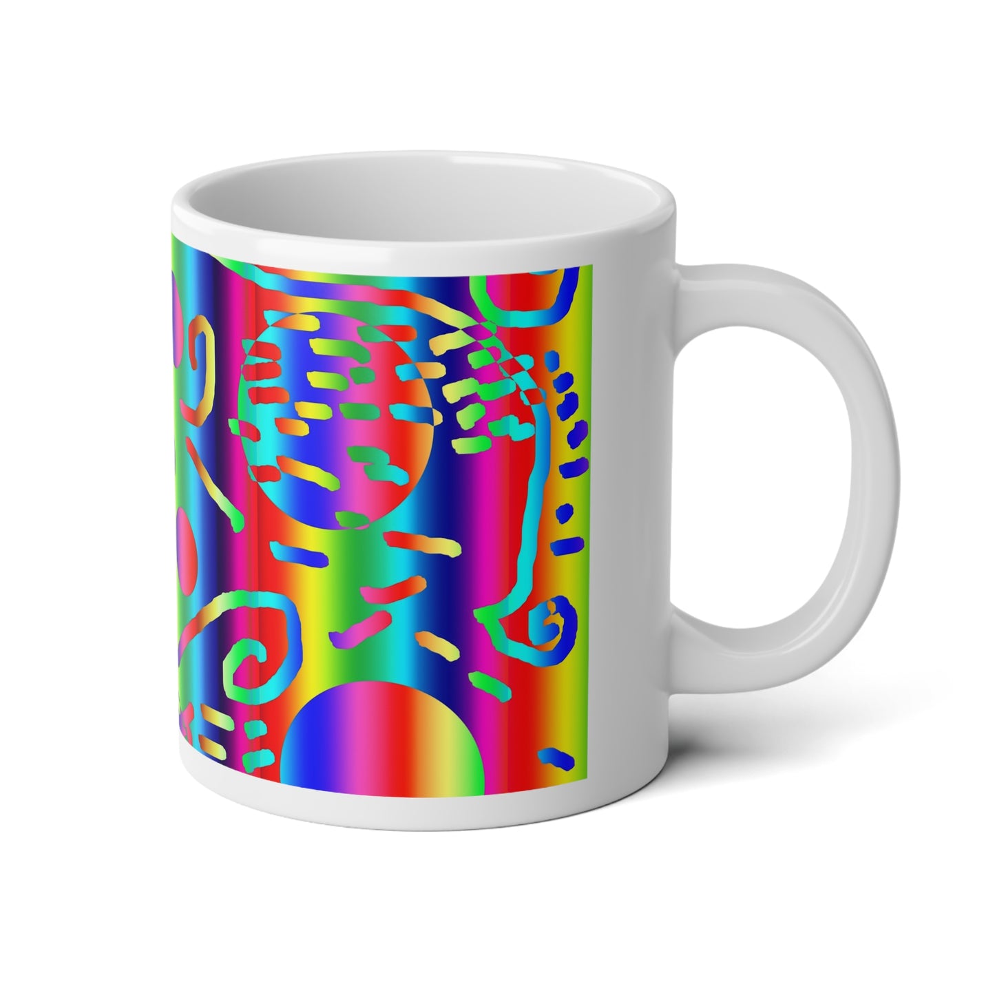 Rainbow Confetti Jumbo Coffee Mug, 20oz, Rainbow Mug, Fun Drinkware, Gift for Coffee Lovers, Unique Home Decor
