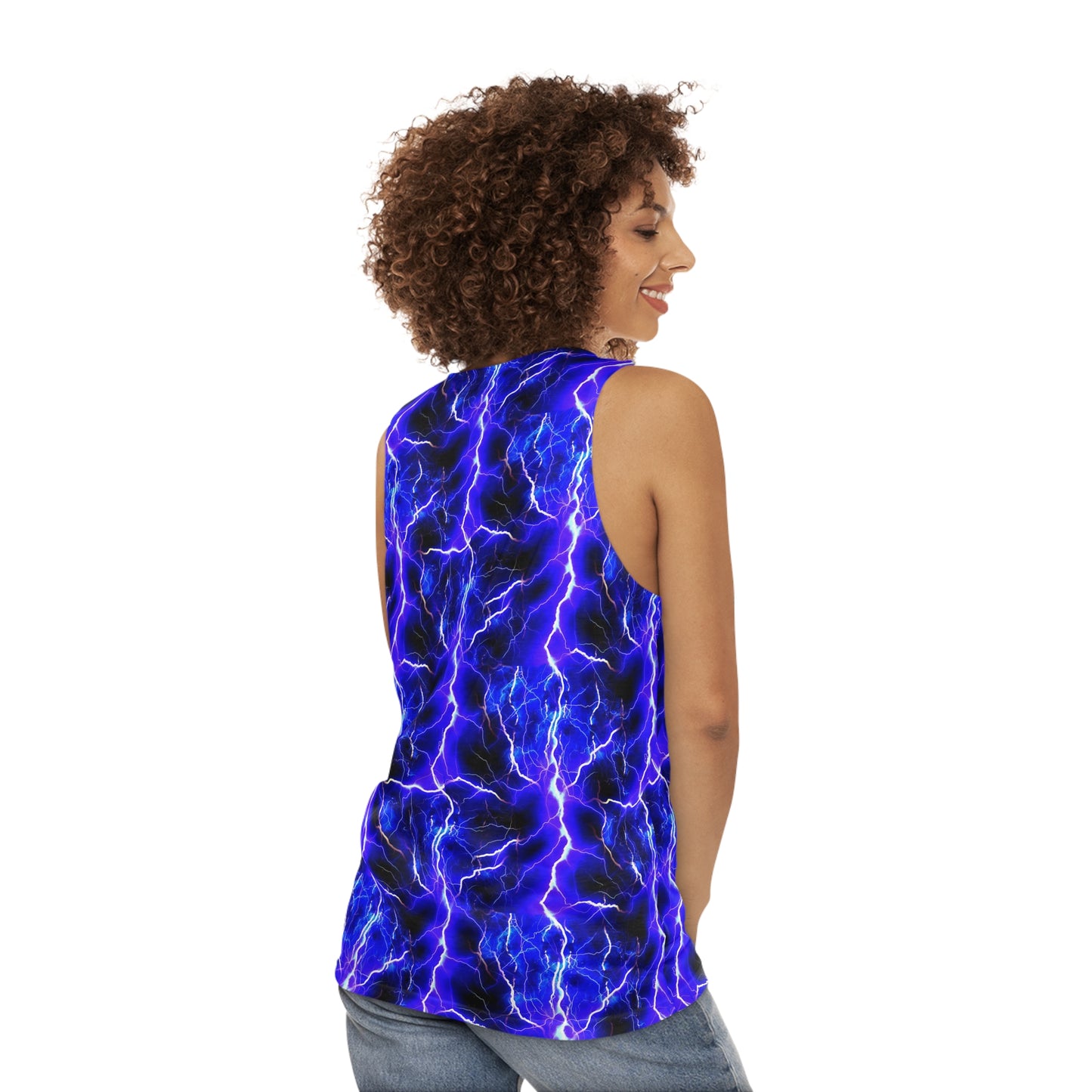 Blue Lightning Pattern Unisex Tank Top (AOP)