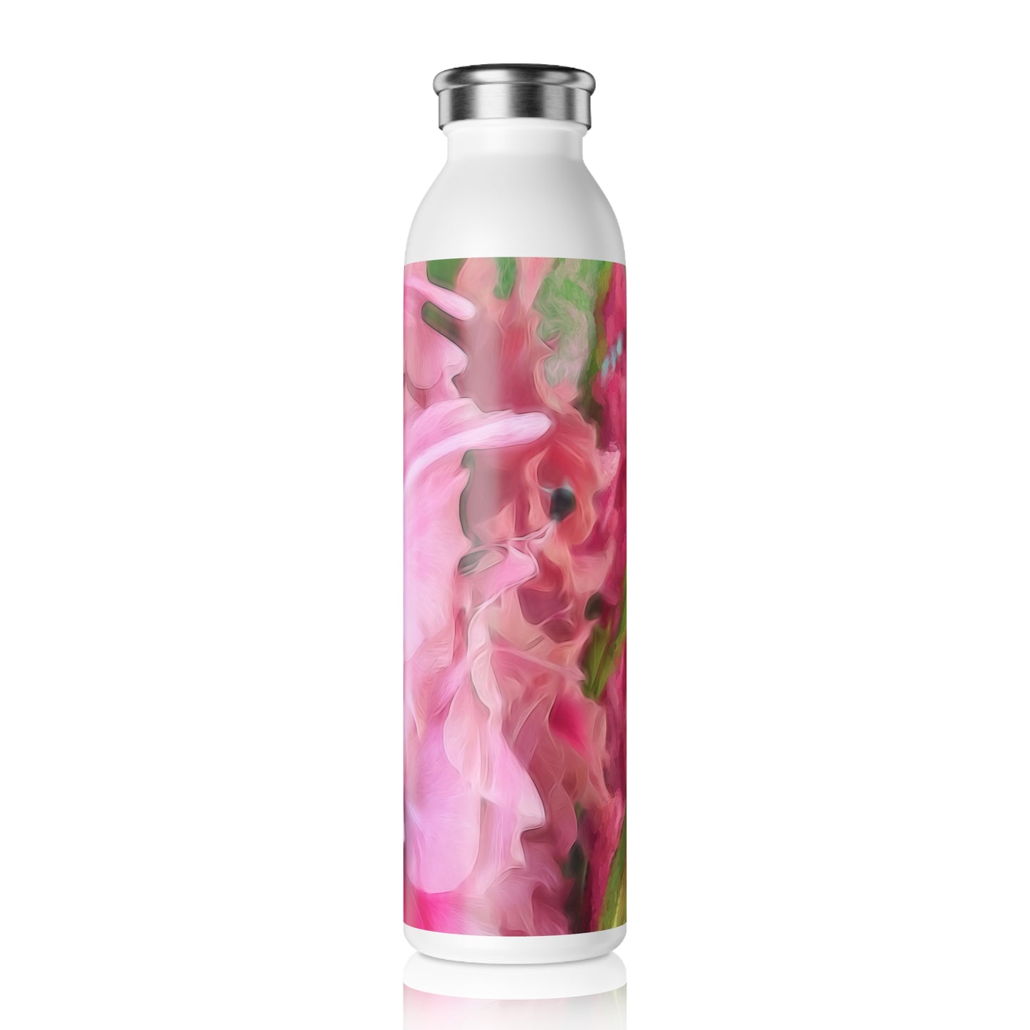 Light Pink Gladiolas Slim Water Bottle - Eco-friendly Hydration, Nature Lover Gift, Workout Companion, Home Decor, Summer Essentials