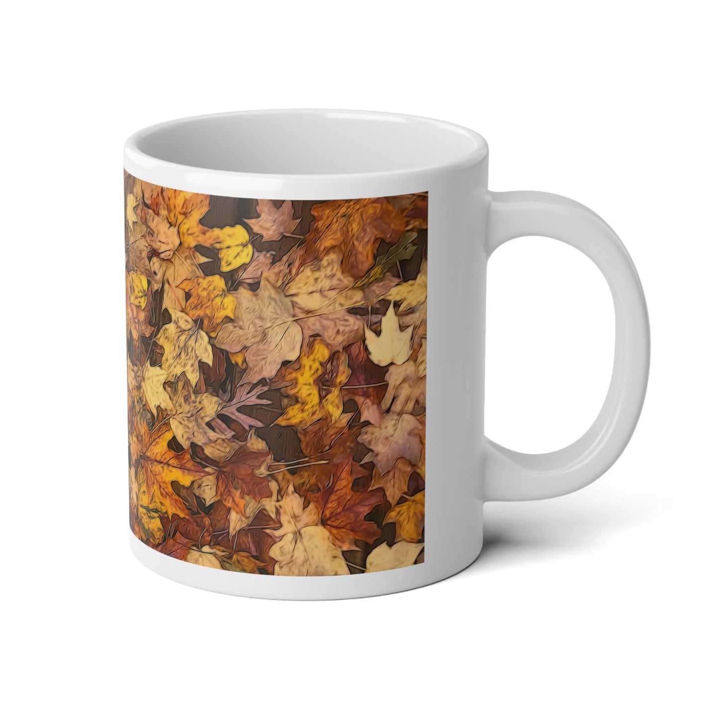 Late October Leaves 3 Jumbo Mug, Nature-Inspired Coffee Cup for Fall, Cozy Hot Drink Vessel, Thanksgiving Gift, Seasonal Decor