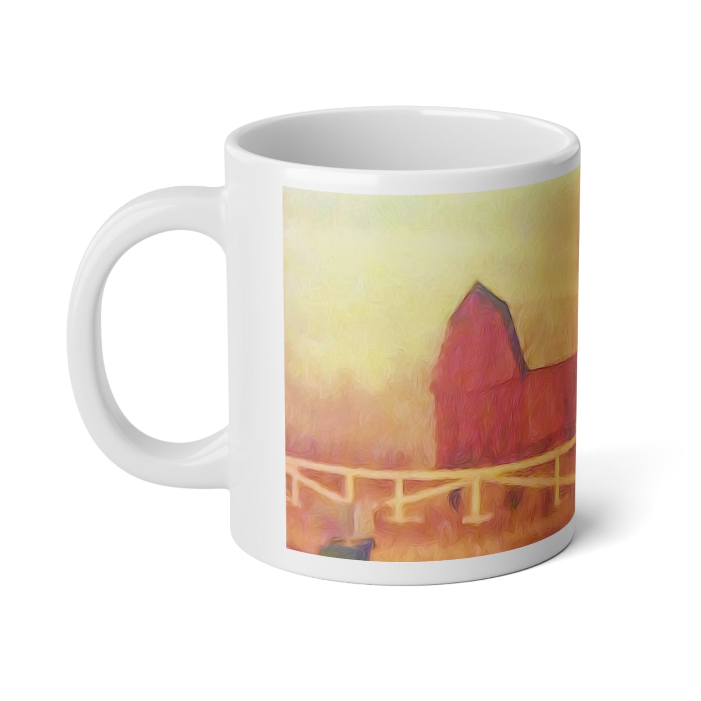 Barn Painting Jumbo Mug, Cozy Coffee Cup, Autumn Vibes, Farmhouse Decor, Large Ceramic Mug, Gift for Home
