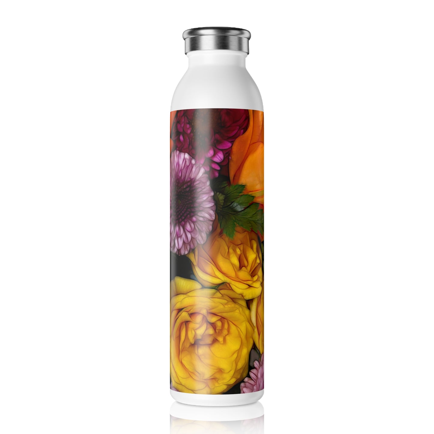 November Flowers 8 Slim Water Bottle, Eco-Friendly Travel Flask, Stylish Hydration, Gift for Garden Lovers, Summer Essentials